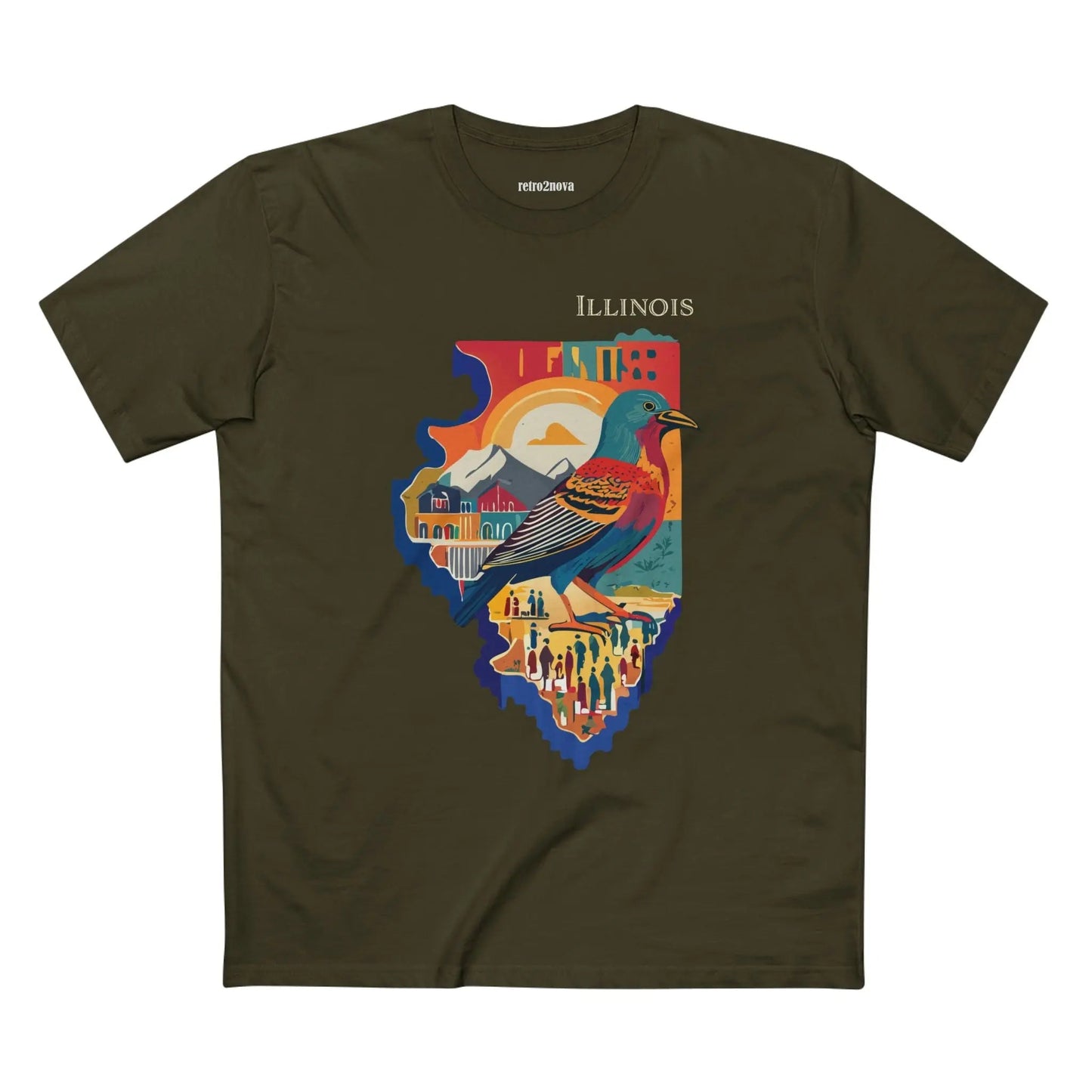 Illinois State Shirt Unisex Premium Cotton Tee With Original Art Design By Retro2Nova