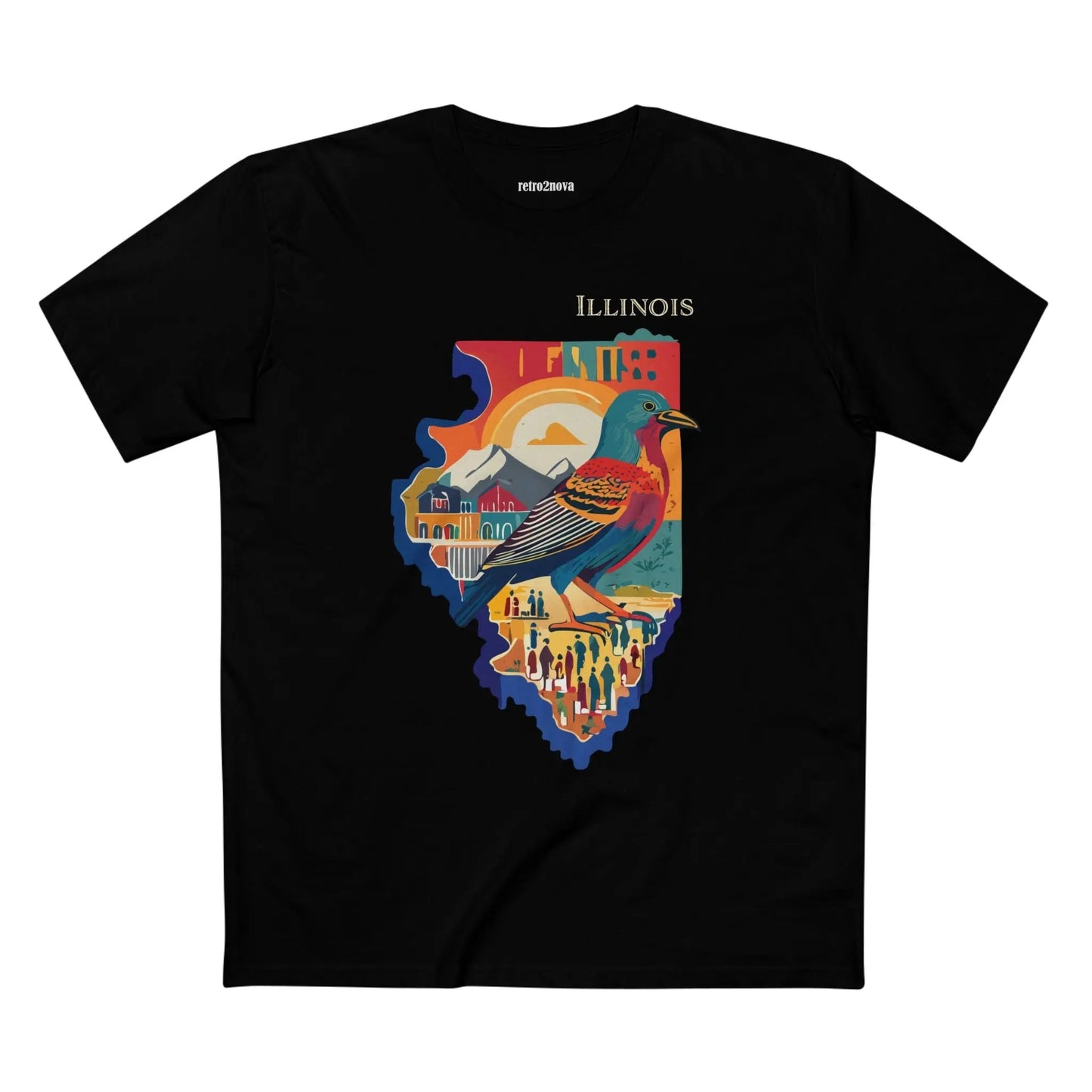 Illinois State Shirt Unisex Premium Cotton Tee With Original Art Design By Retro2Nova