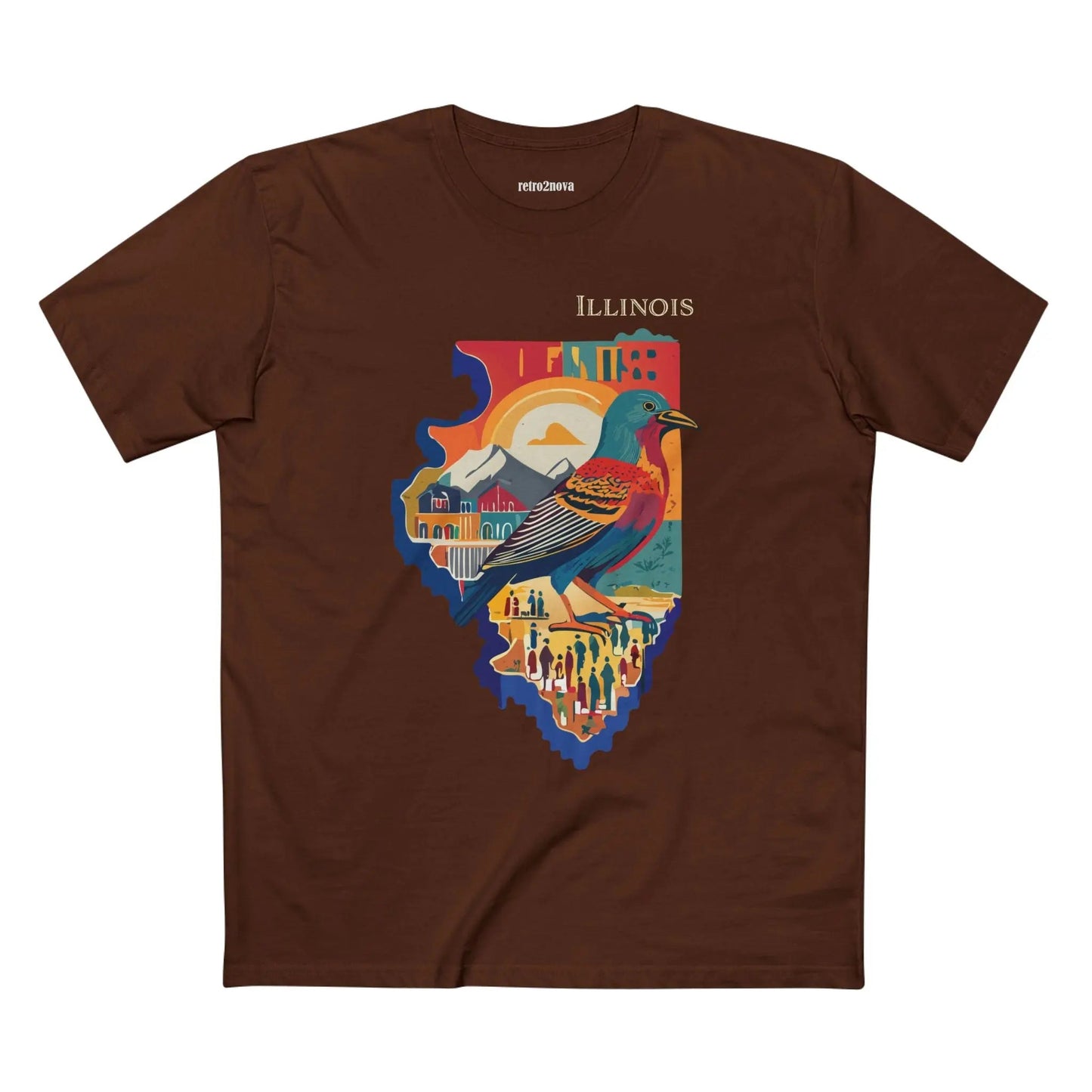 Illinois State Shirt Unisex Premium Cotton Tee With Original Art Design By Retro2Nova