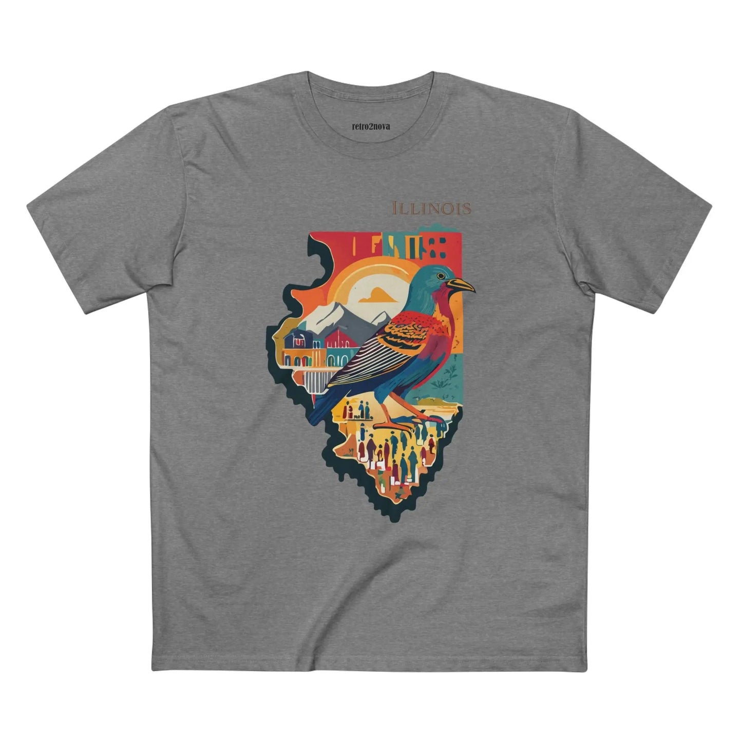 Illinois State Shirt Unisex Premium Cotton Tee With Original Art Design By Retro2Nova