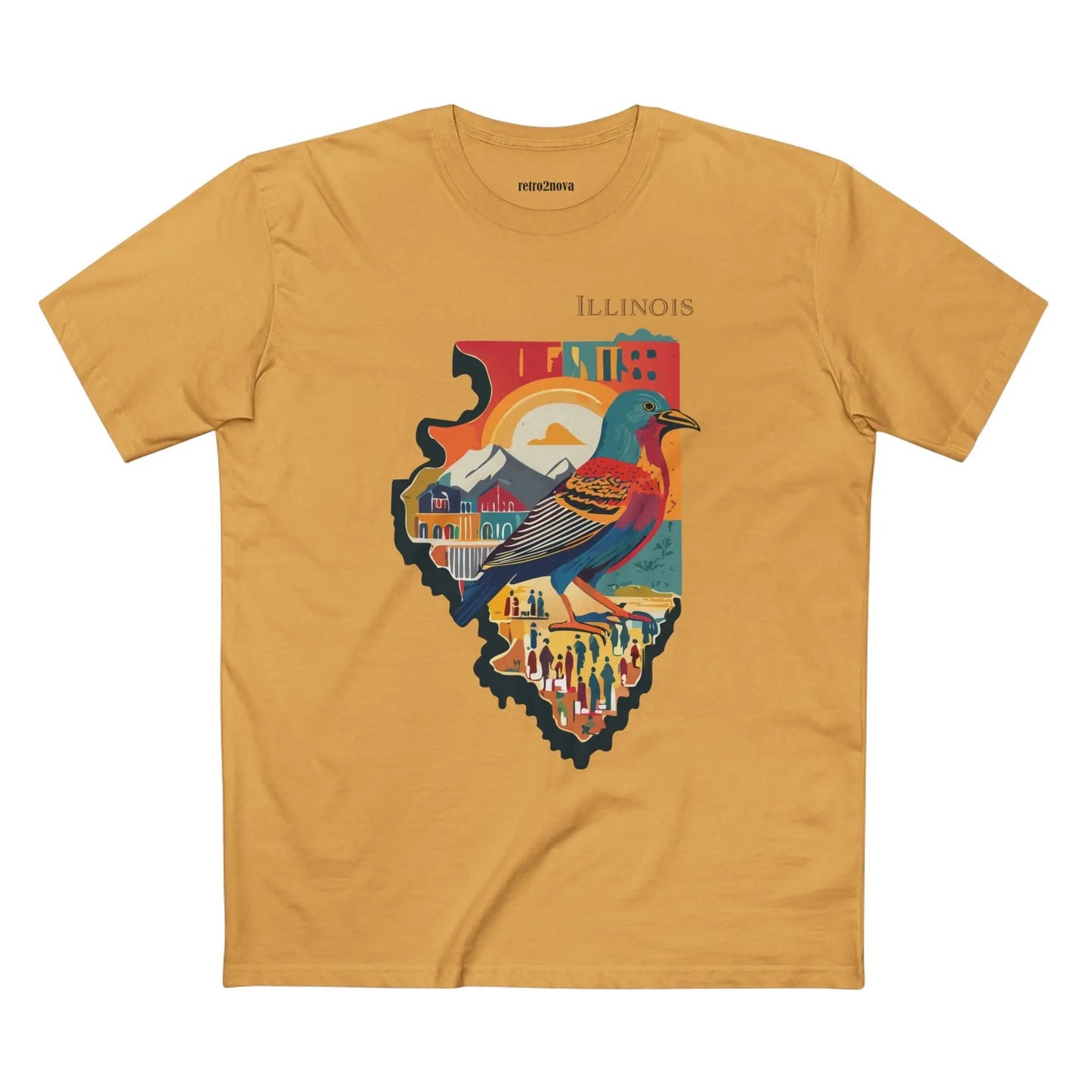 Illinois State Shirt Unisex Premium Cotton Tee With Original Art Design By Retro2Nova
