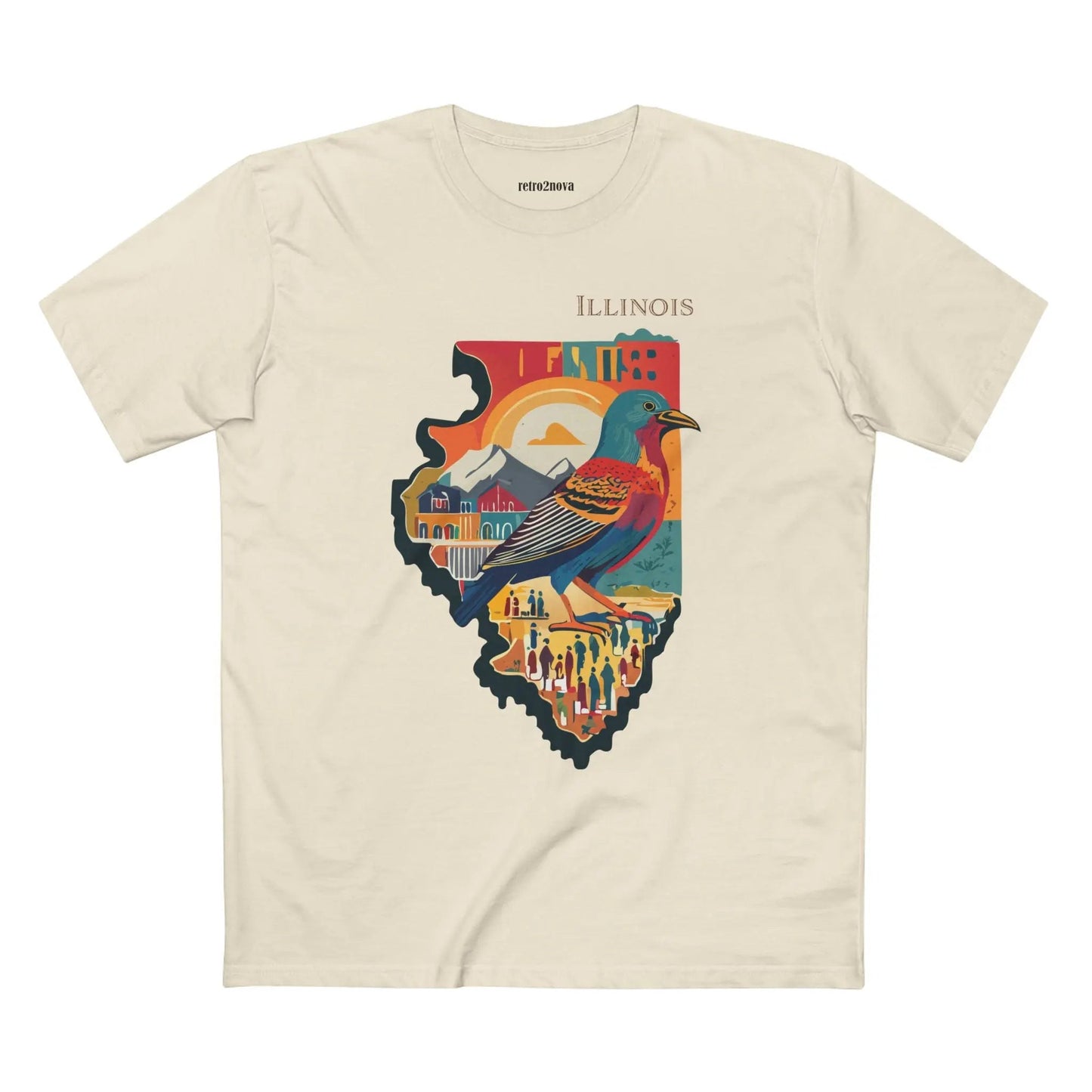 Illinois State Shirt Unisex Premium Cotton Tee With Original Art Design By Retro2Nova