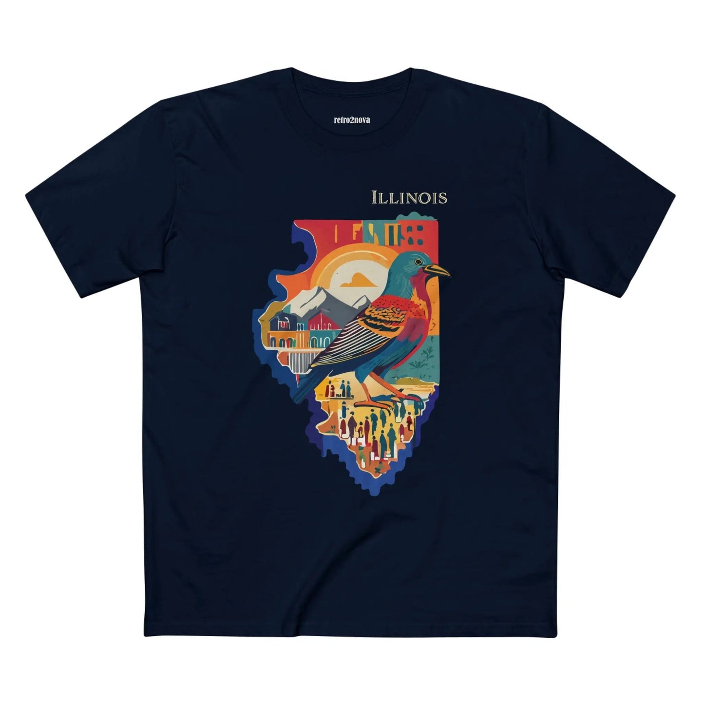 Illinois State Shirt Unisex Premium Cotton Tee With Original Art Design By Retro2Nova