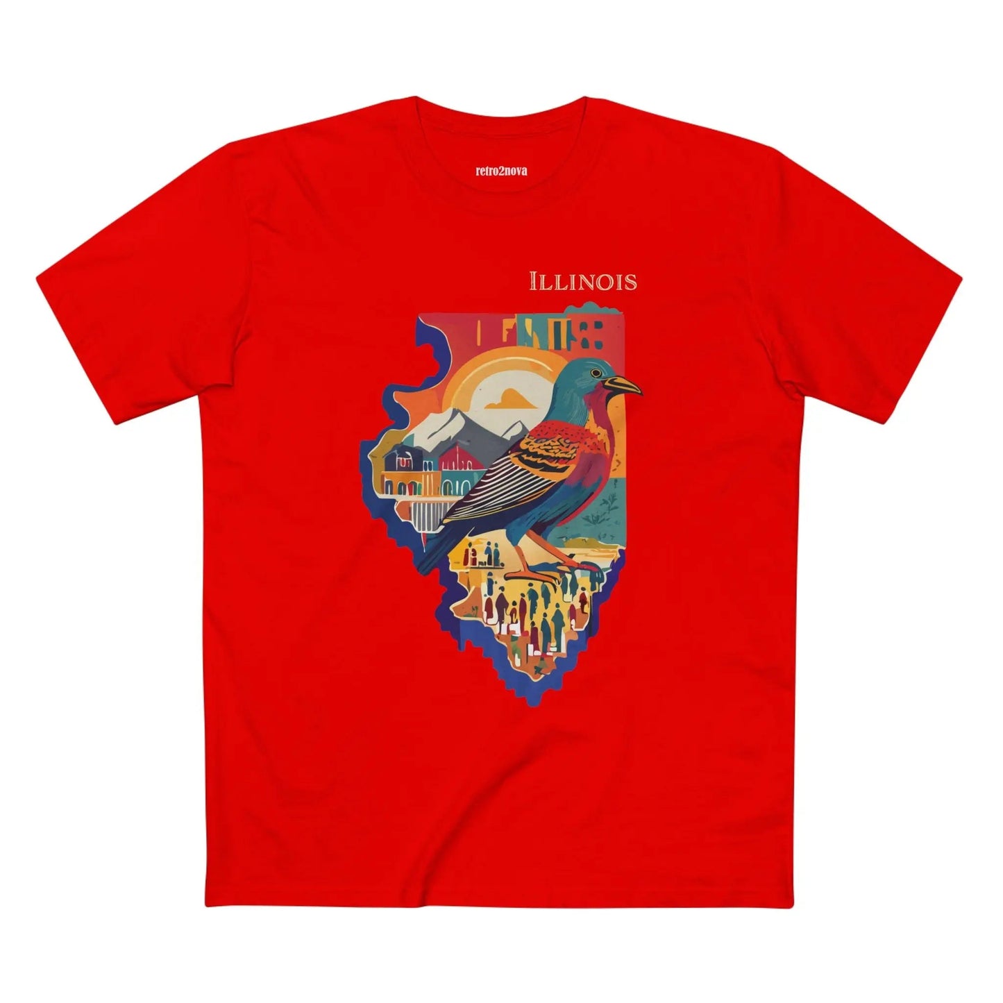 Illinois State Shirt Unisex Premium Cotton Tee With Original Art Design By Retro2Nova