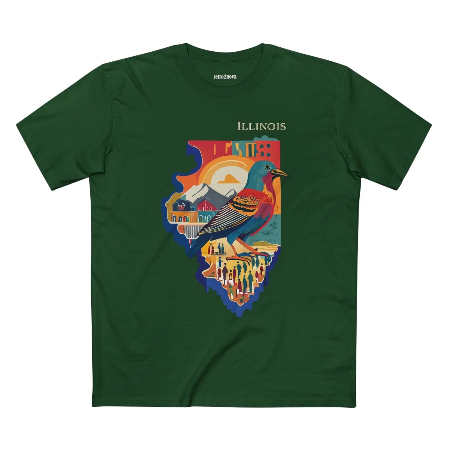 Illinois State Shirt Unisex Premium Cotton Tee With Original Art Design By Retro2Nova