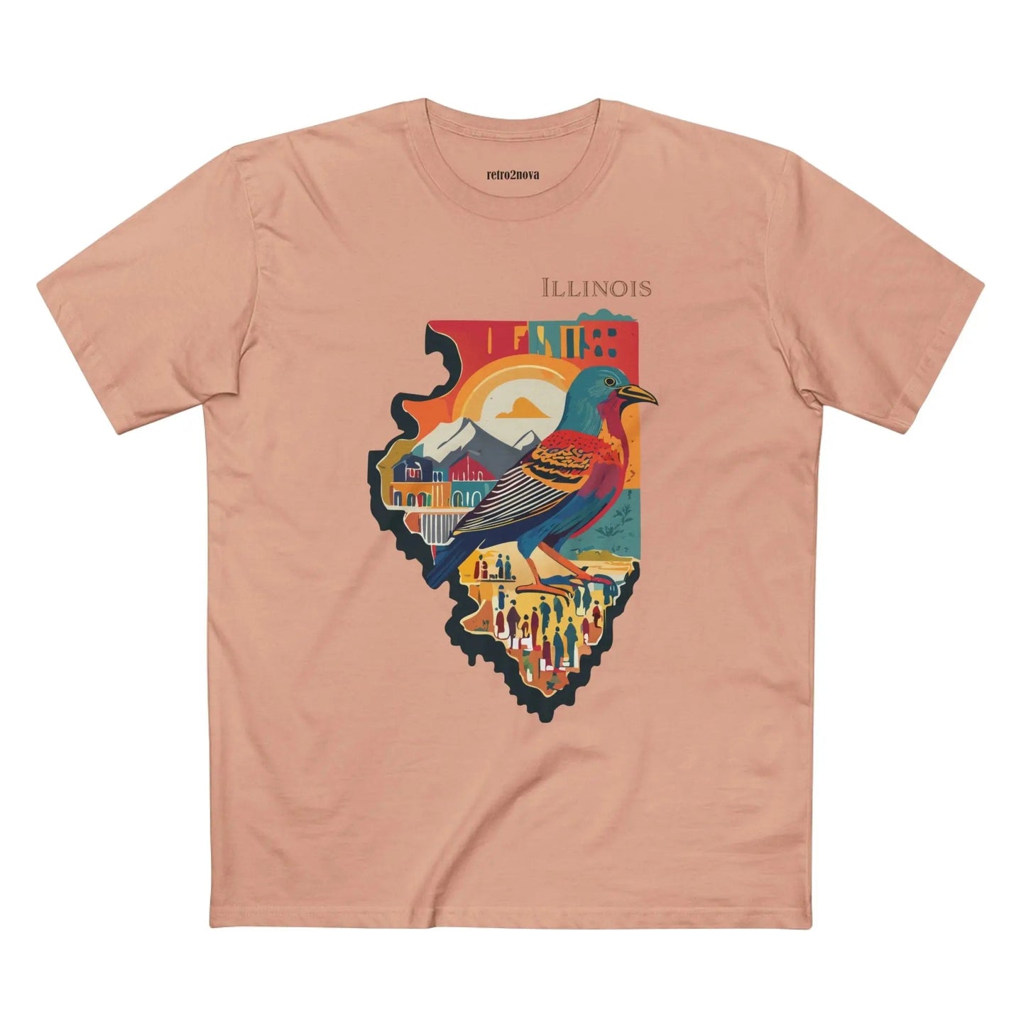 Illinois State Shirt Unisex Premium Cotton Tee With Original Art Design By Retro2Nova