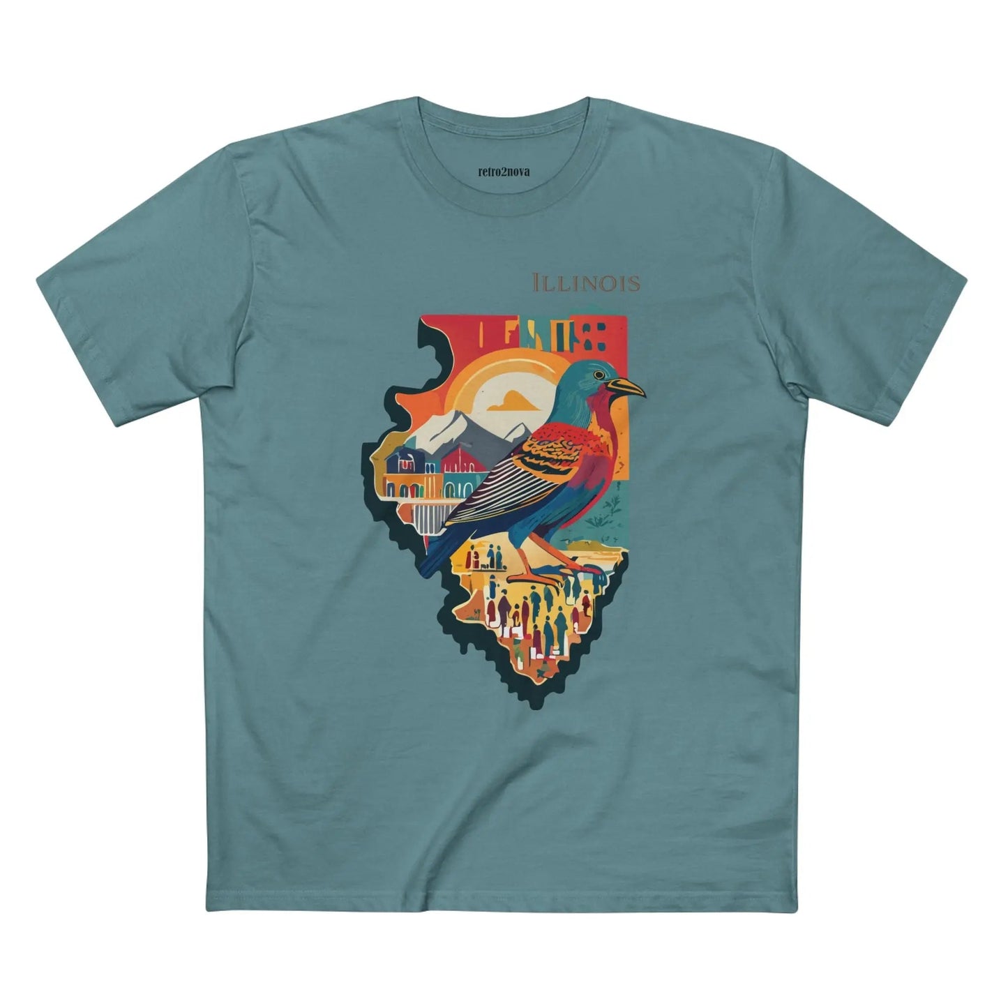 Illinois State Shirt Unisex Premium Cotton Tee With Original Art Design By Retro2Nova