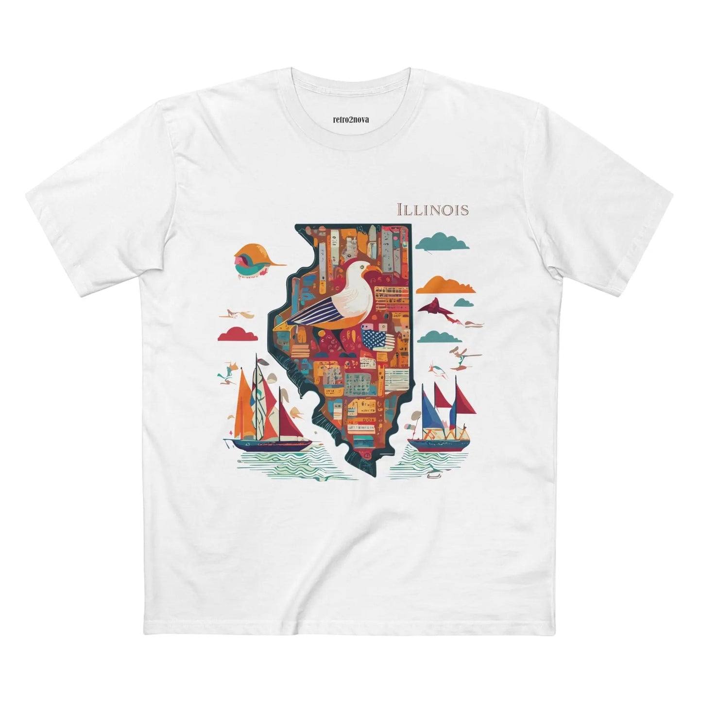 Illinois State Shirt Unisex Premium Cotton Tee With Original Art Design By Retro2Nova