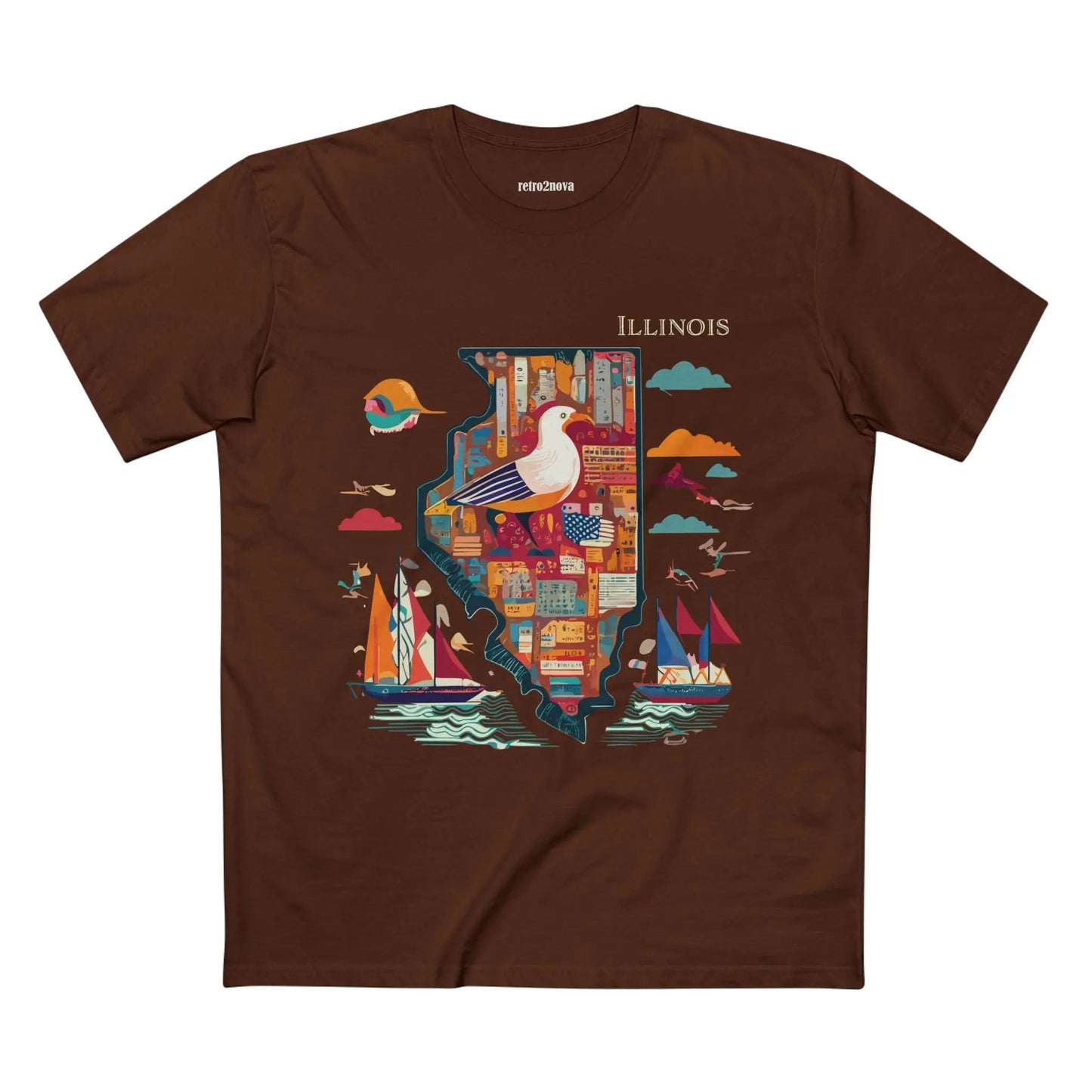 Illinois State Shirt Unisex Premium Cotton Tee With Original Art Design By Retro2Nova