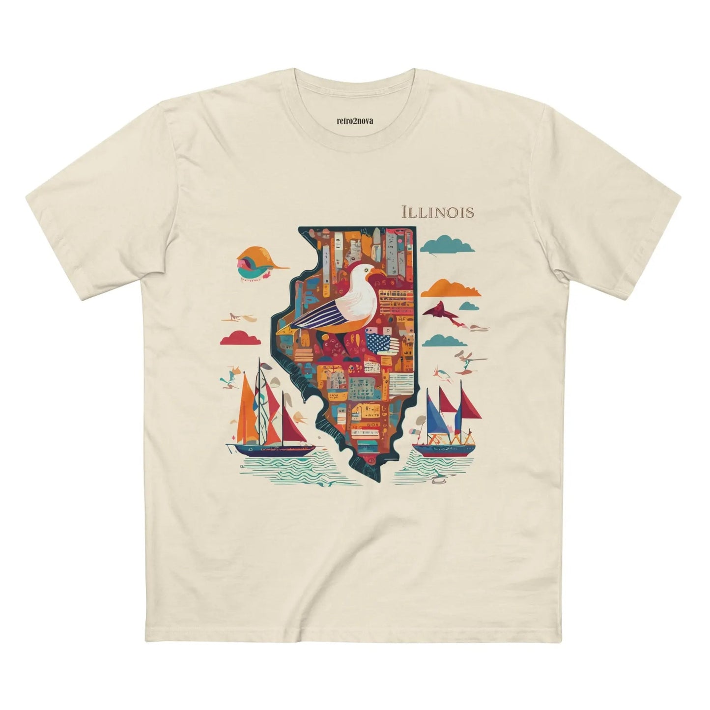 Illinois State Shirt Unisex Premium Cotton Tee With Original Art Design By Retro2Nova