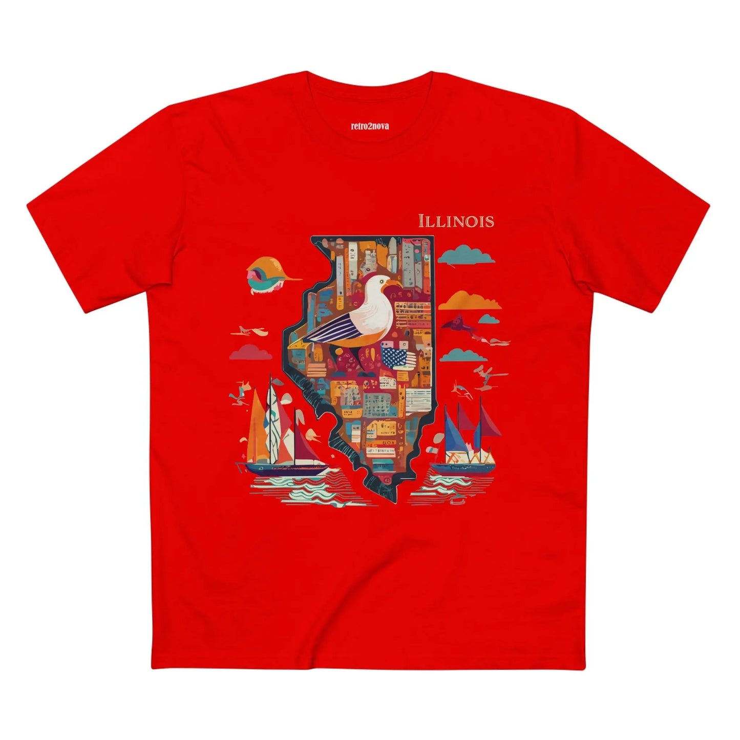 Illinois State Shirt Unisex Premium Cotton Tee With Original Art Design By Retro2Nova
