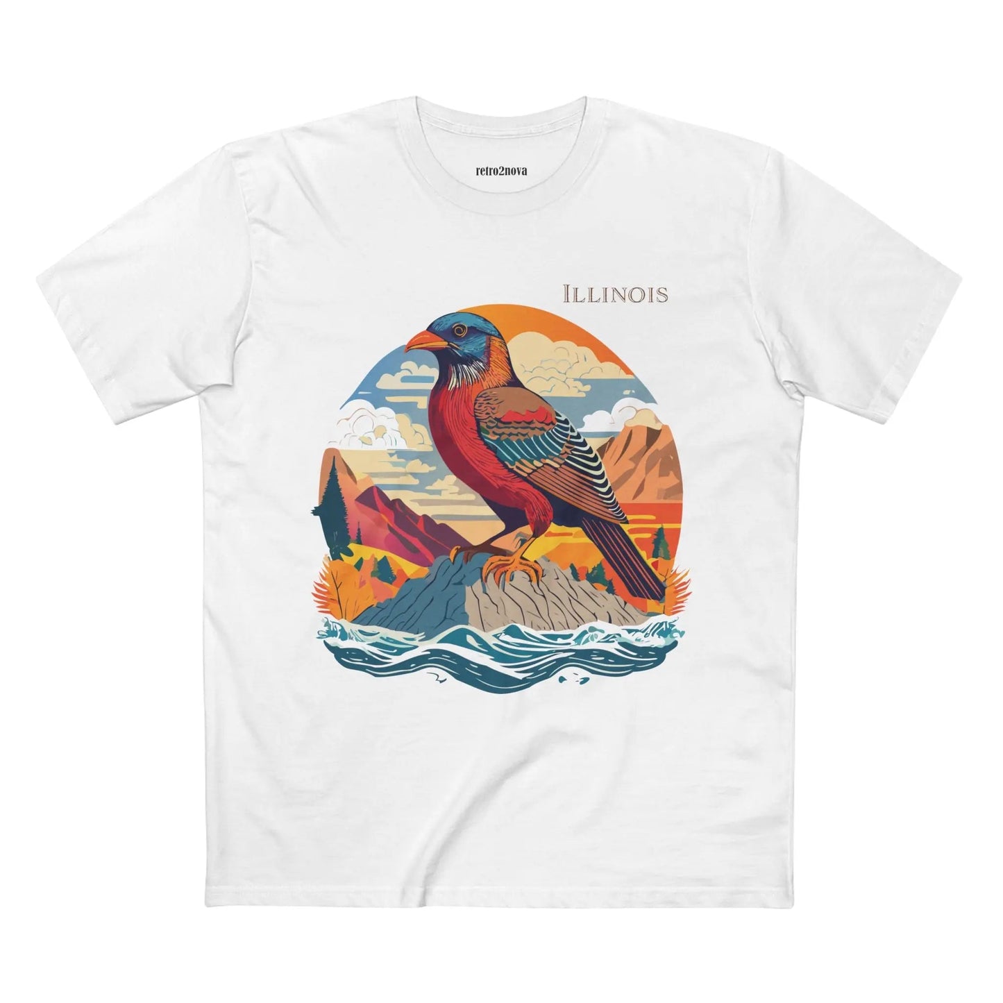 Illinois State Shirt Unisex Premium Cotton Tee With Original Art By Retro2Nova Art Collection