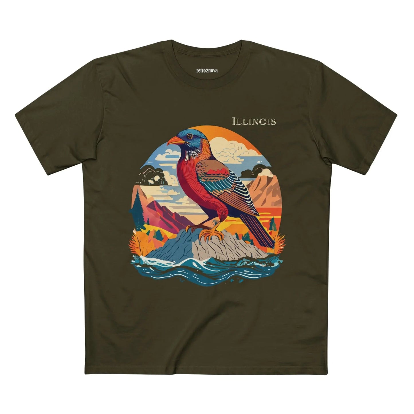 Illinois State Shirt Unisex Premium Cotton Tee With Original Art By Retro2Nova Art Collection