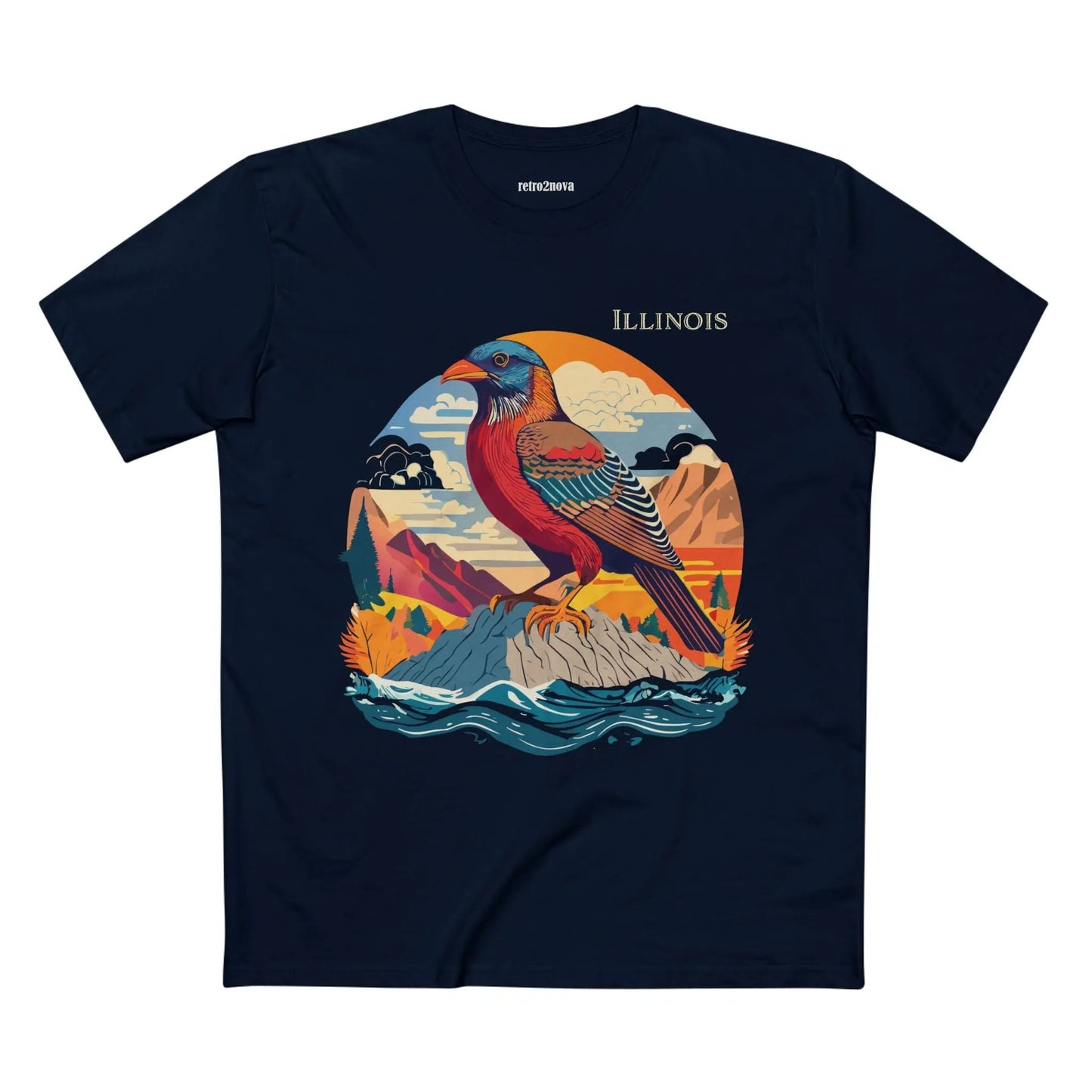 Illinois State Shirt Unisex Premium Cotton Tee With Original Art By Retro2Nova Art Collection