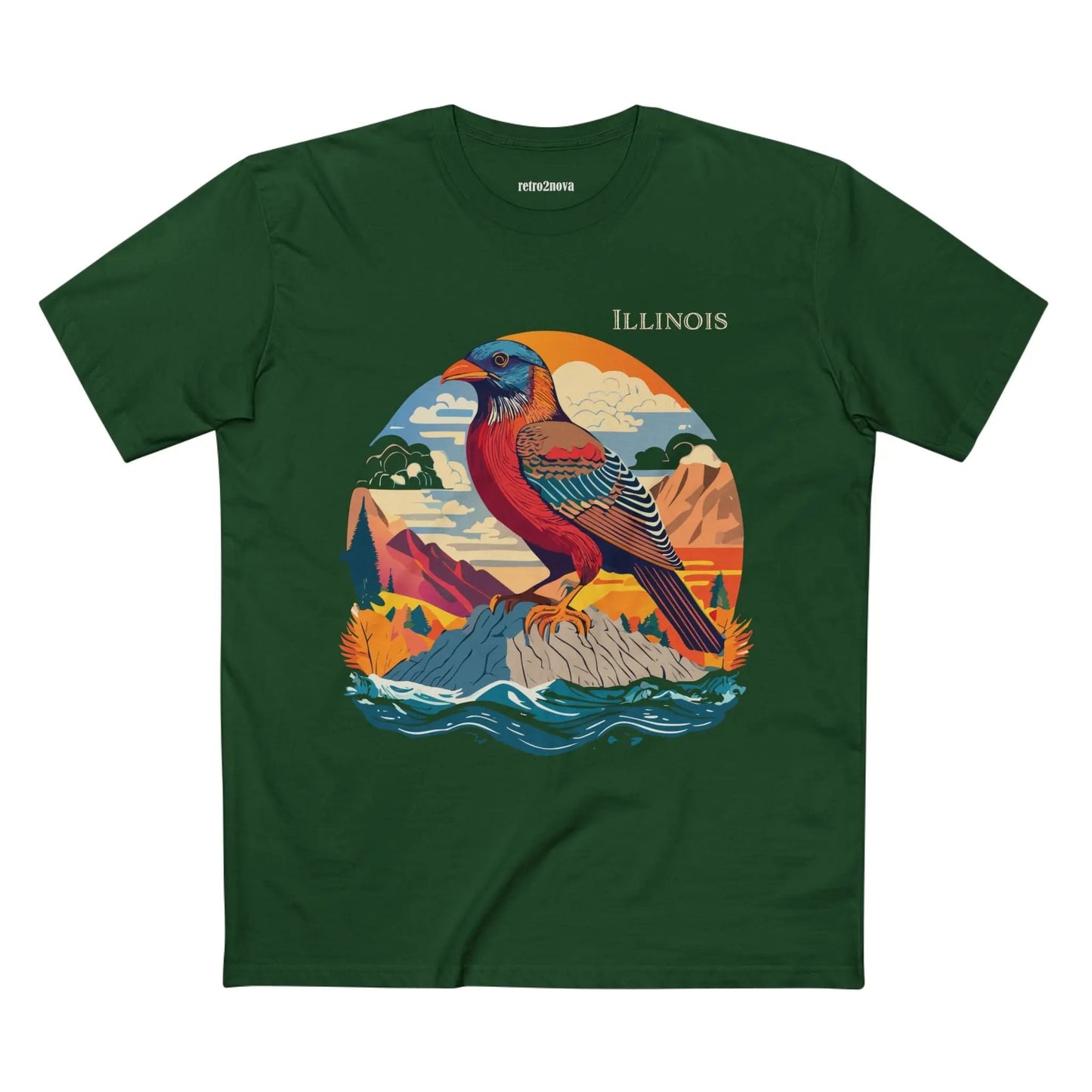 Illinois State Shirt Unisex Premium Cotton Tee With Original Art By Retro2Nova Art Collection