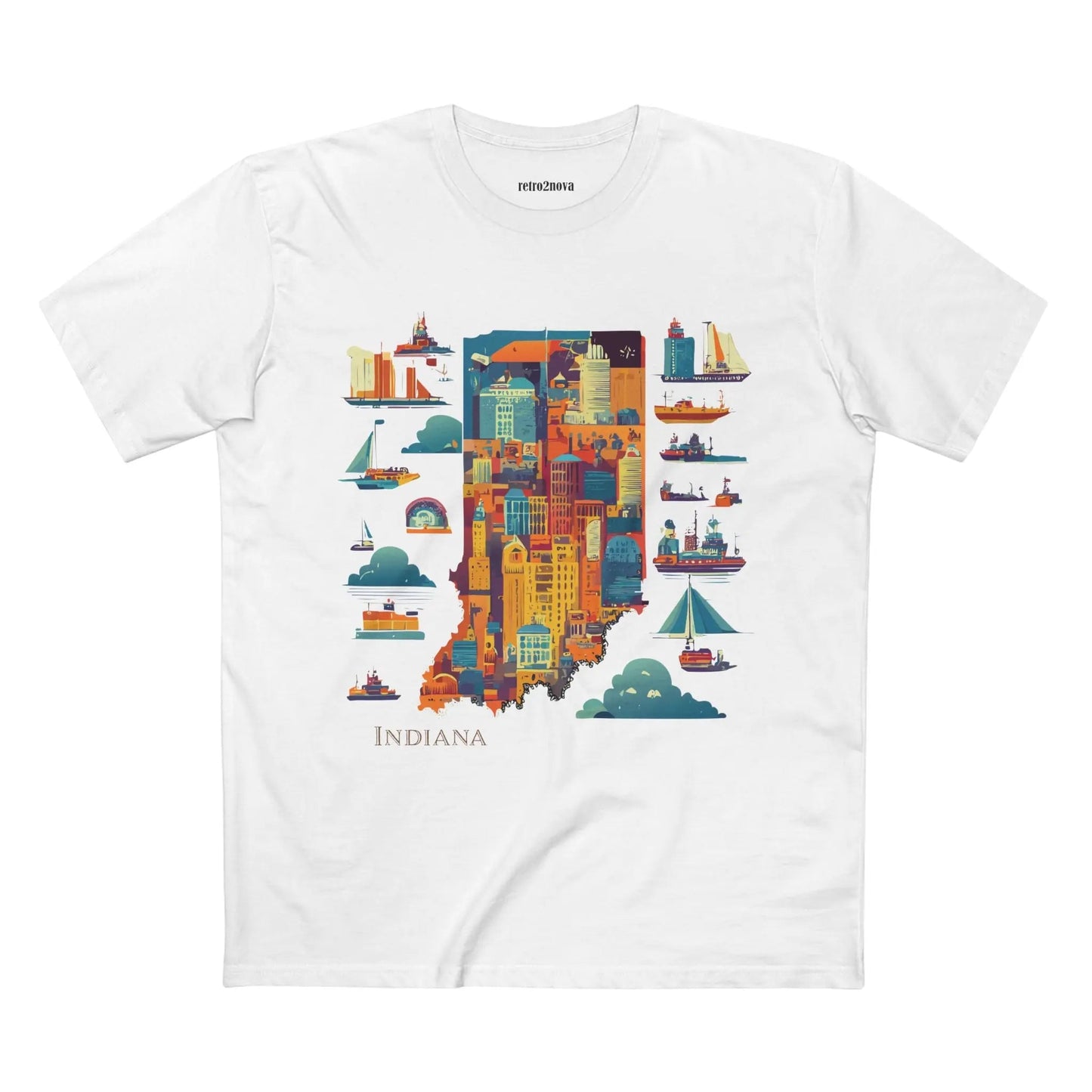 Indiana State Shirt Unisex Premium Cotton Tee By Retro2Nova Featuring Retro Artwork