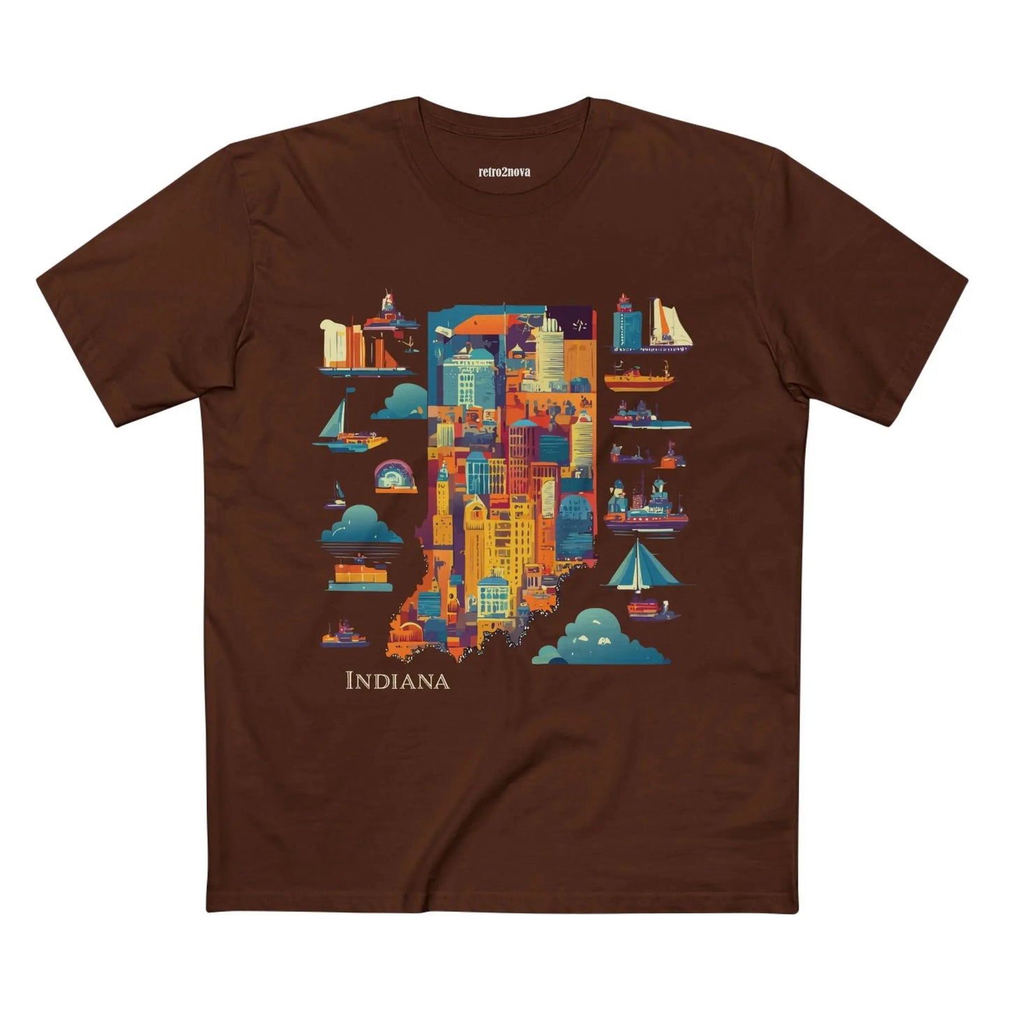 Indiana State Shirt Unisex Premium Cotton Tee By Retro2Nova Featuring Retro Artwork