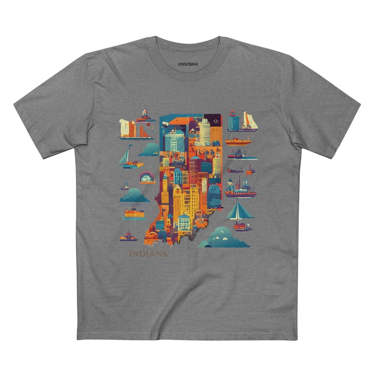 Indiana State Shirt Unisex Premium Cotton Tee By Retro2Nova Featuring Retro Artwork