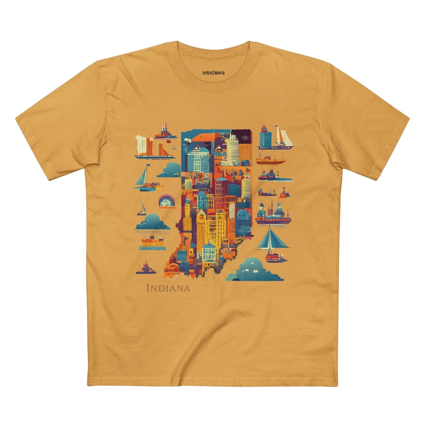 Indiana State Shirt Unisex Premium Cotton Tee By Retro2Nova Featuring Retro Artwork