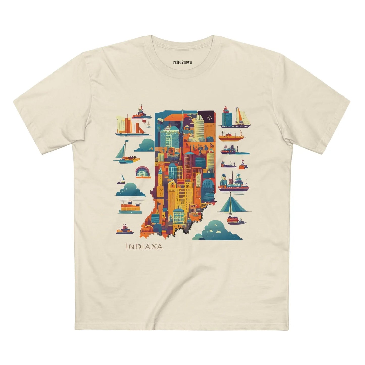 Indiana State Shirt Unisex Premium Cotton Tee By Retro2Nova Featuring Retro Artwork