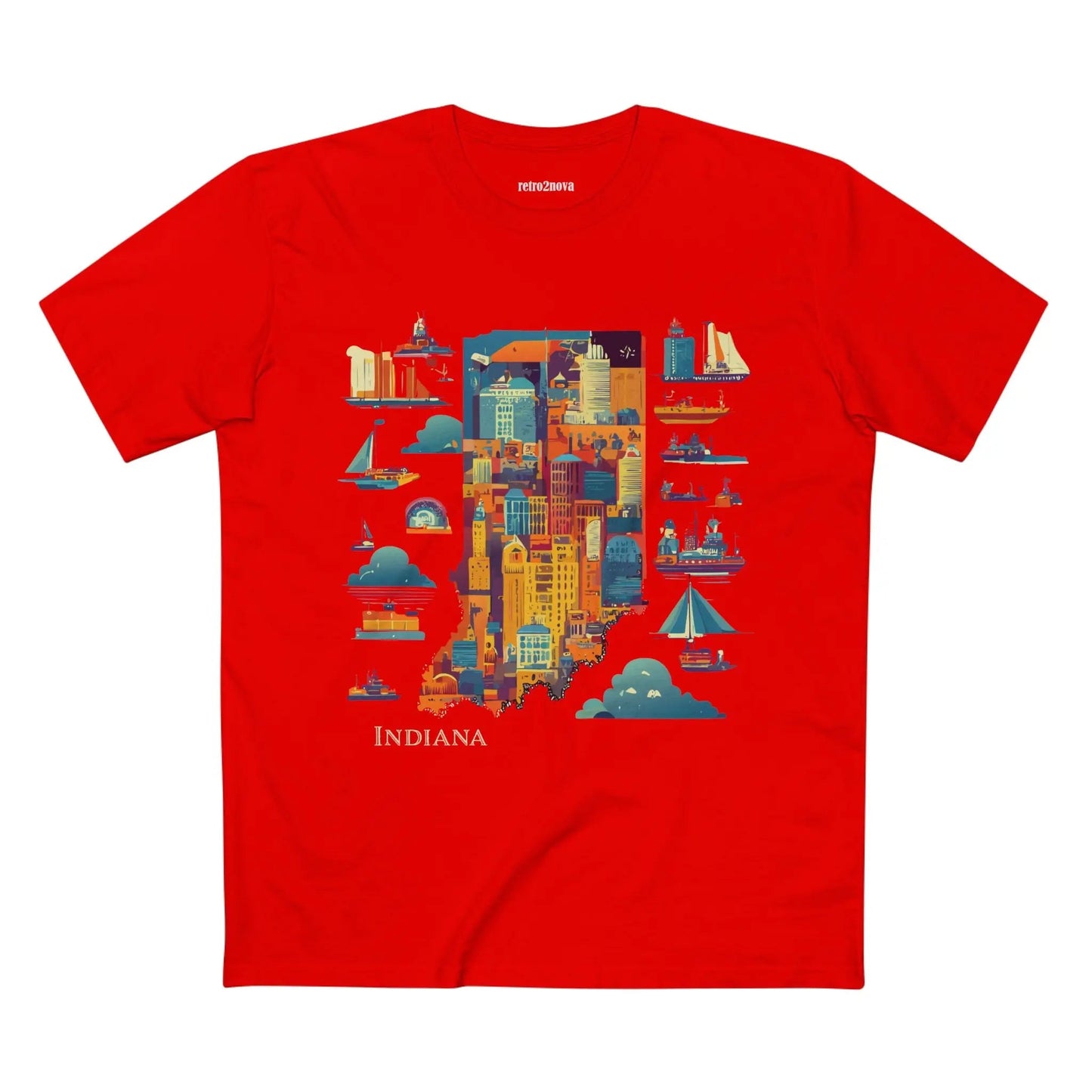 Indiana State Shirt Unisex Premium Cotton Tee By Retro2Nova Featuring Retro Artwork