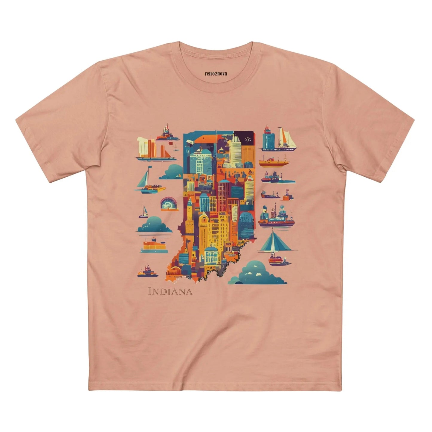 Indiana State Shirt Unisex Premium Cotton Tee By Retro2Nova Featuring Retro Artwork