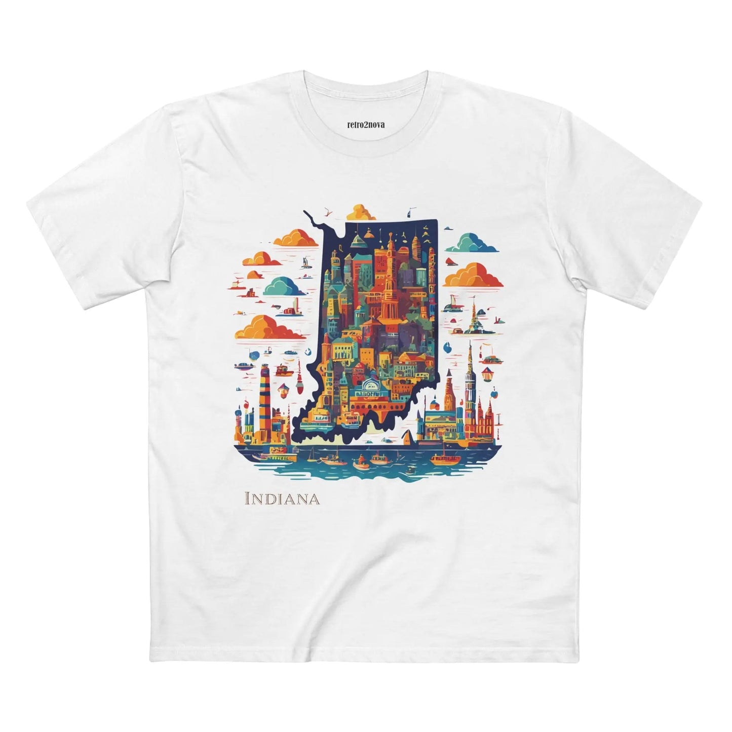 Indiana State Shirt Unisex Premium Cotton Tee With Original Art By Retro2Nova From Art Collection