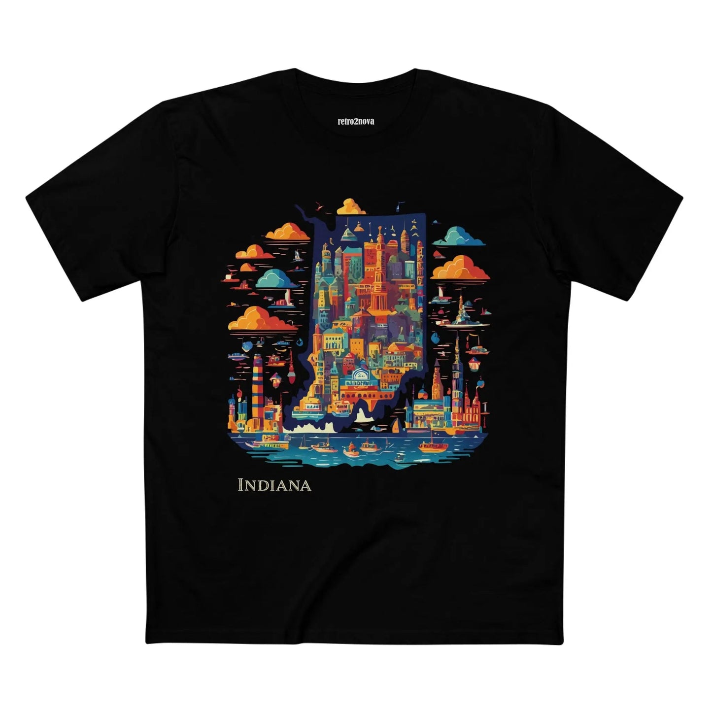 Indiana State Shirt Unisex Premium Cotton Tee With Original Art By Retro2Nova From Art Collection