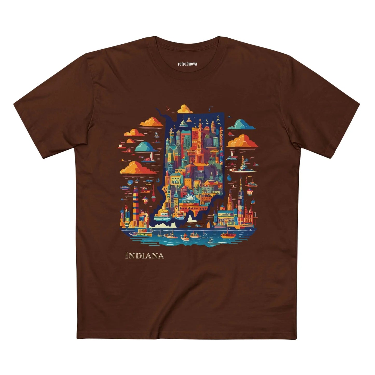 Indiana State Shirt Unisex Premium Cotton Tee With Original Art By Retro2Nova From Art Collection