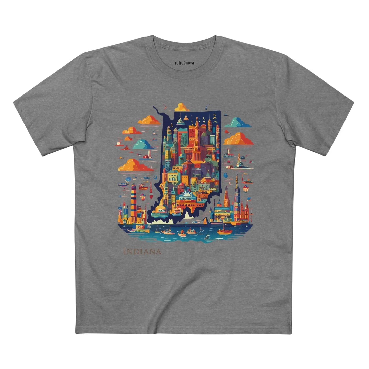Indiana State Shirt Unisex Premium Cotton Tee With Original Art By Retro2Nova From Art Collection