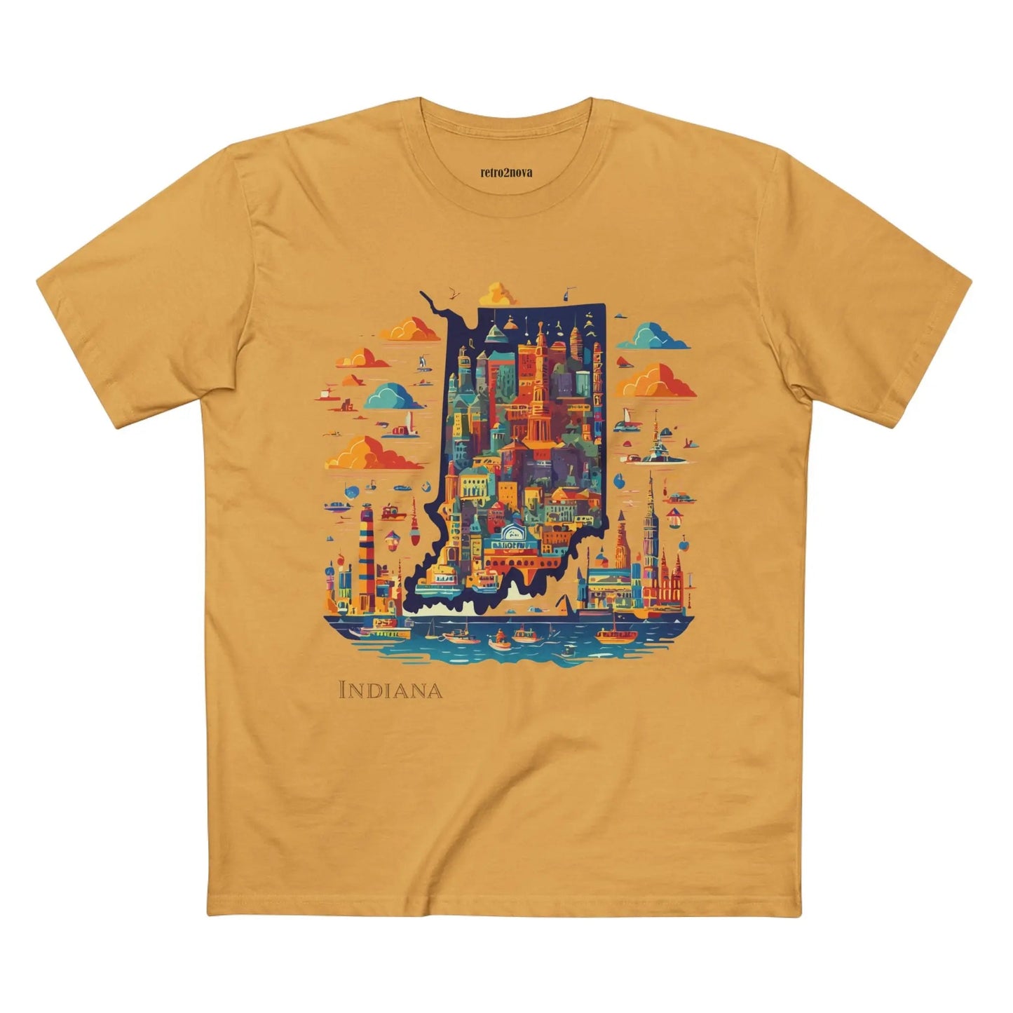 Indiana State Shirt Unisex Premium Cotton Tee With Original Art By Retro2Nova From Art Collection