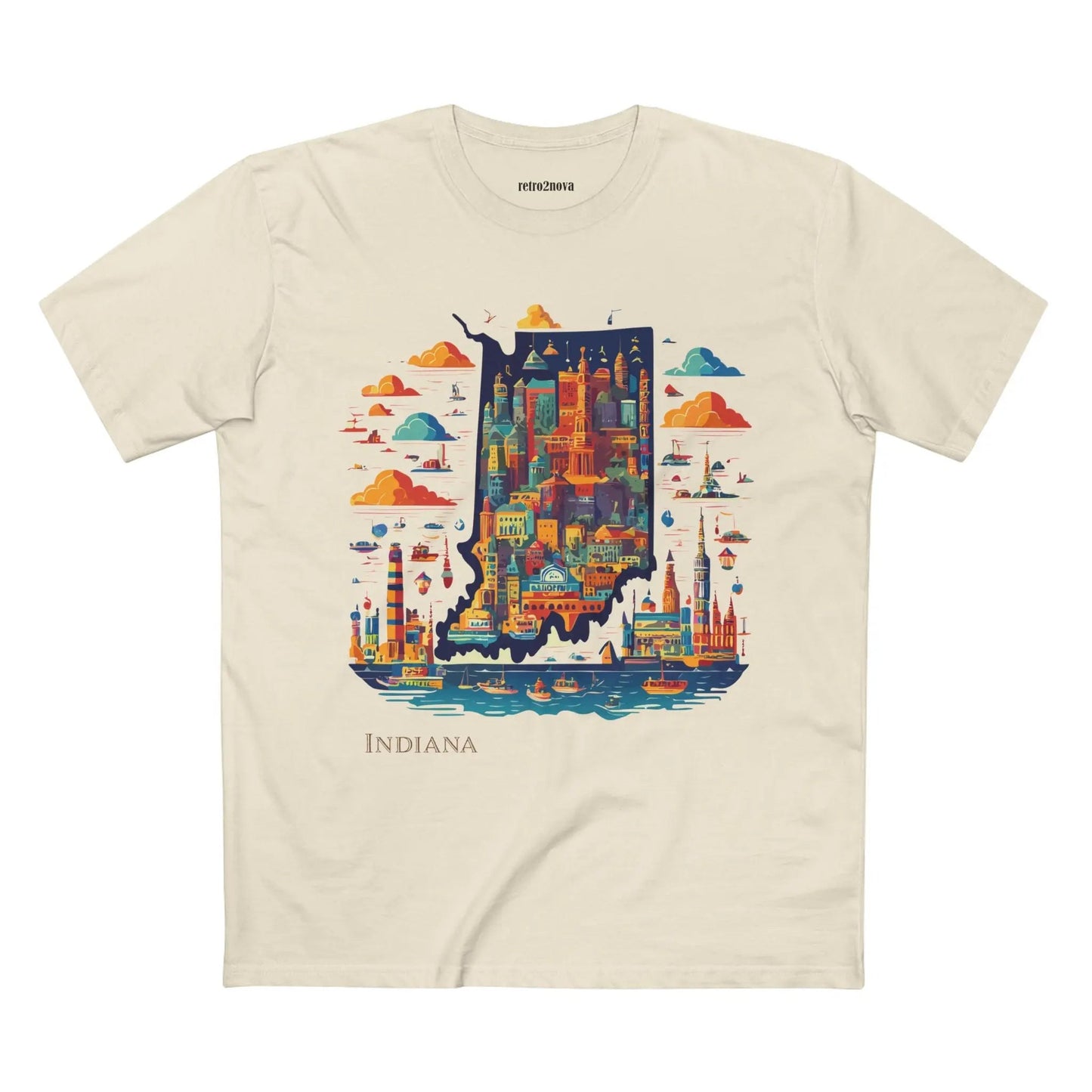 Indiana State Shirt Unisex Premium Cotton Tee With Original Art By Retro2Nova From Art Collection
