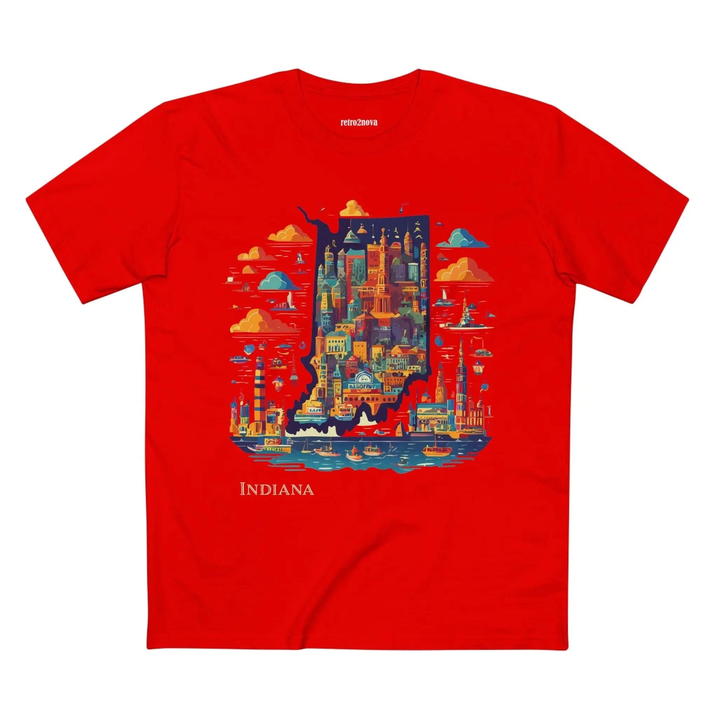 Indiana State Shirt Unisex Premium Cotton Tee With Original Art By Retro2Nova From Art Collection