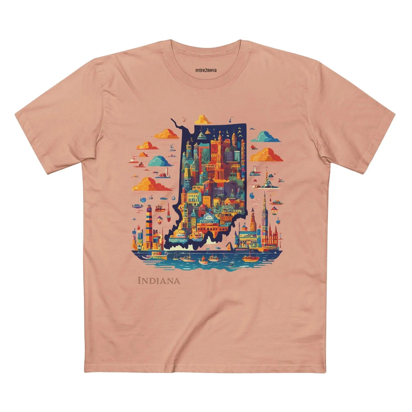 Indiana State Shirt Unisex Premium Cotton Tee With Original Art By Retro2Nova From Art Collection