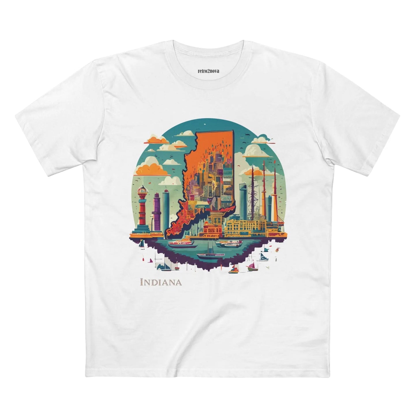 Indiana State Shirt Unisex Premium Cotton Tee With Original Retro Art Design From Retro2Nova