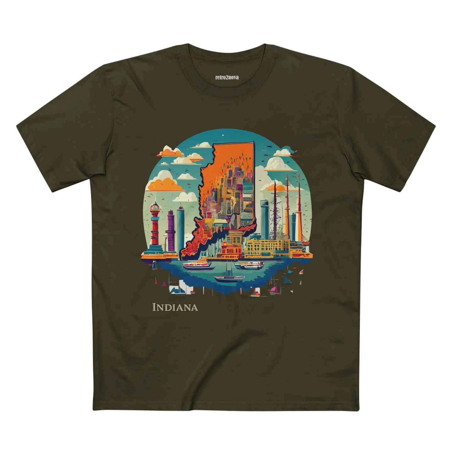 Indiana State Shirt Unisex Premium Cotton Tee With Original Retro Art Design From Retro2Nova