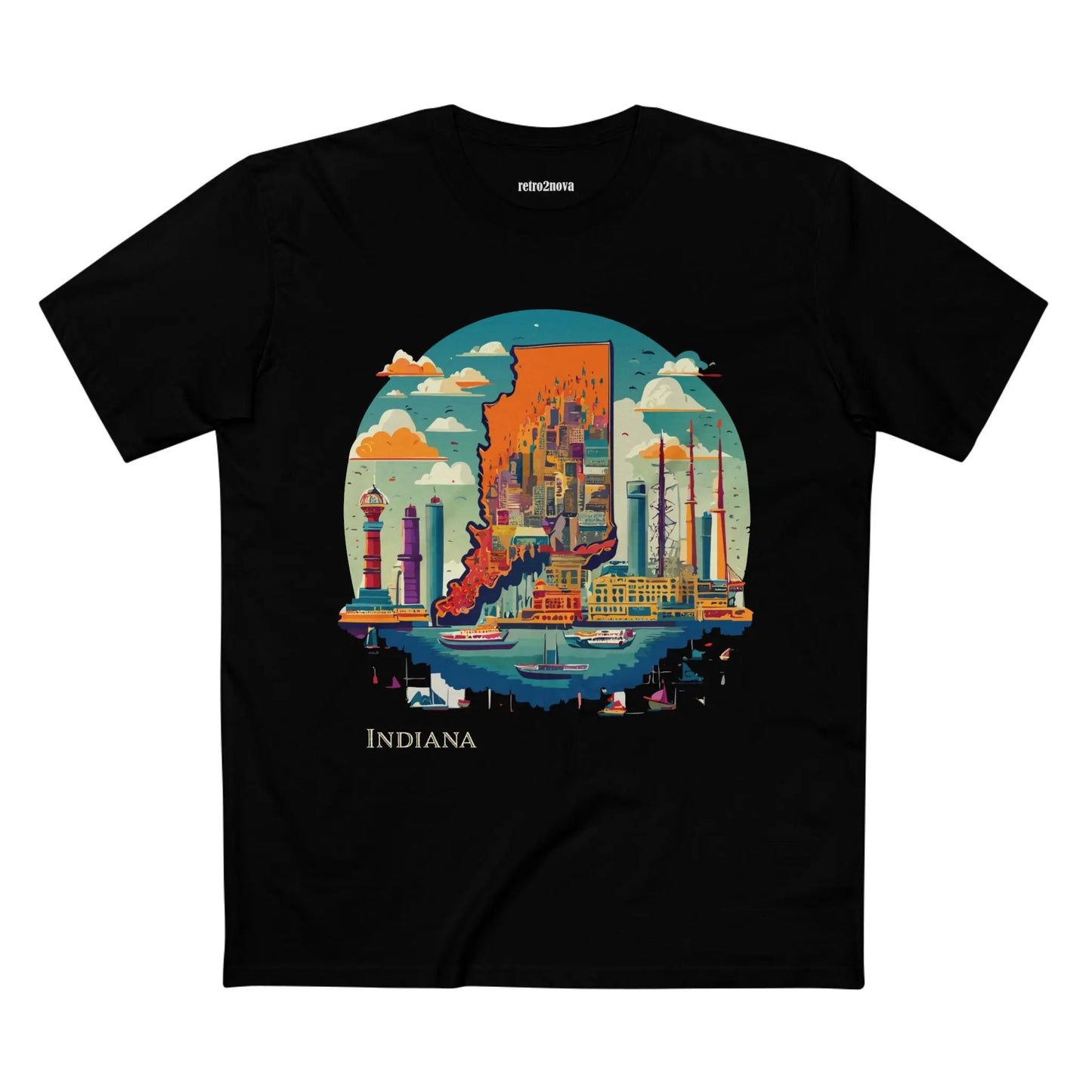 Indiana State Shirt Unisex Premium Cotton Tee With Original Retro Art Design From Retro2Nova