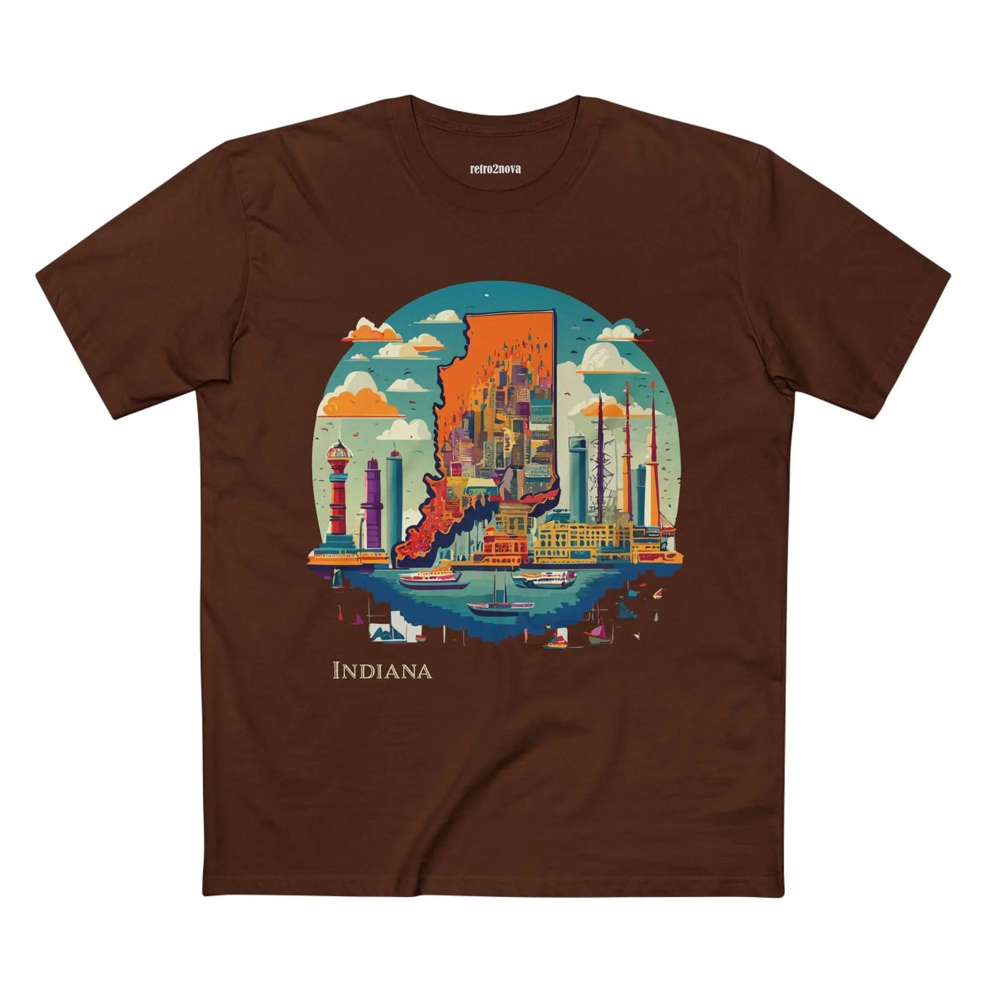 Indiana State Shirt Unisex Premium Cotton Tee With Original Retro Art Design From Retro2Nova