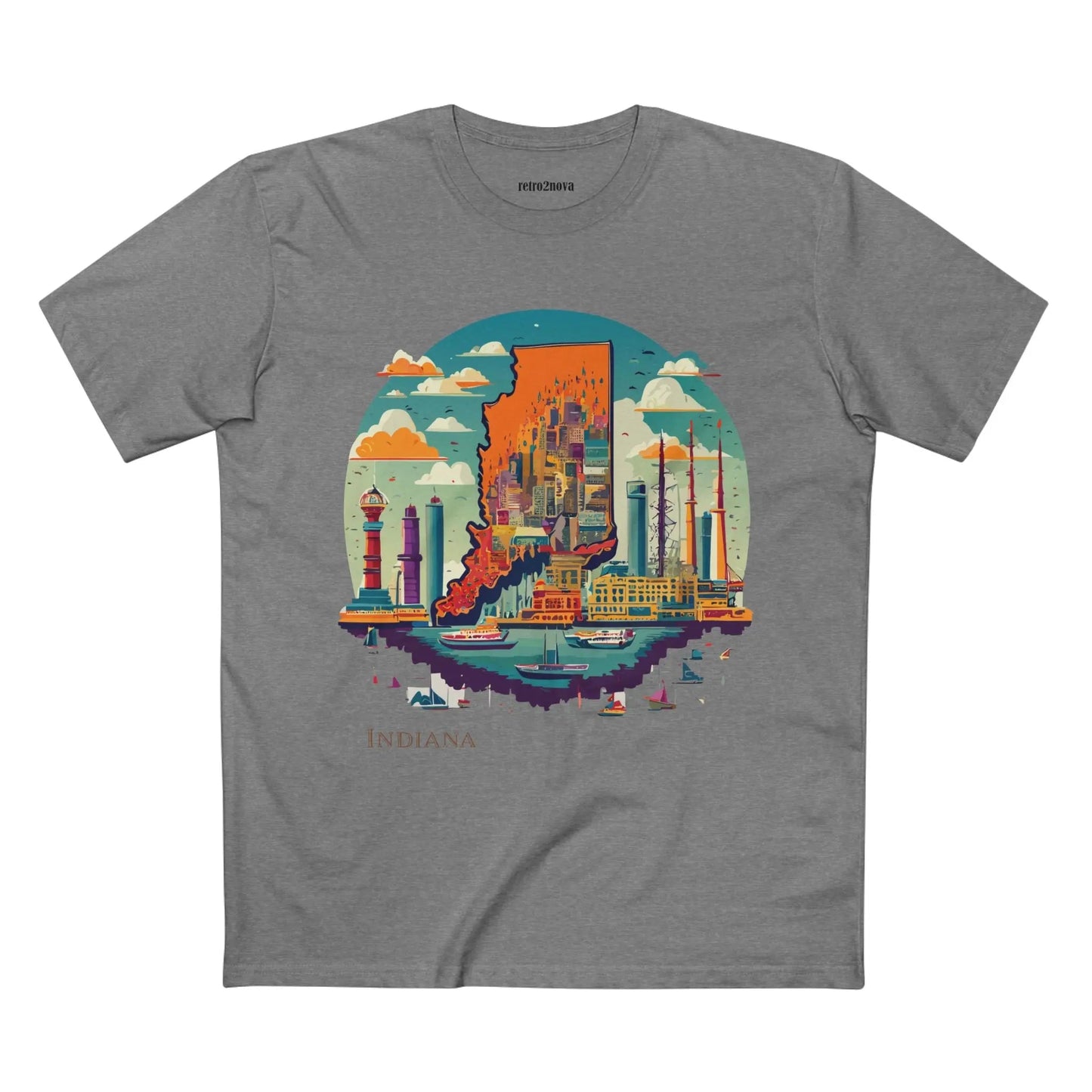 Indiana State Shirt Unisex Premium Cotton Tee With Original Retro Art Design From Retro2Nova