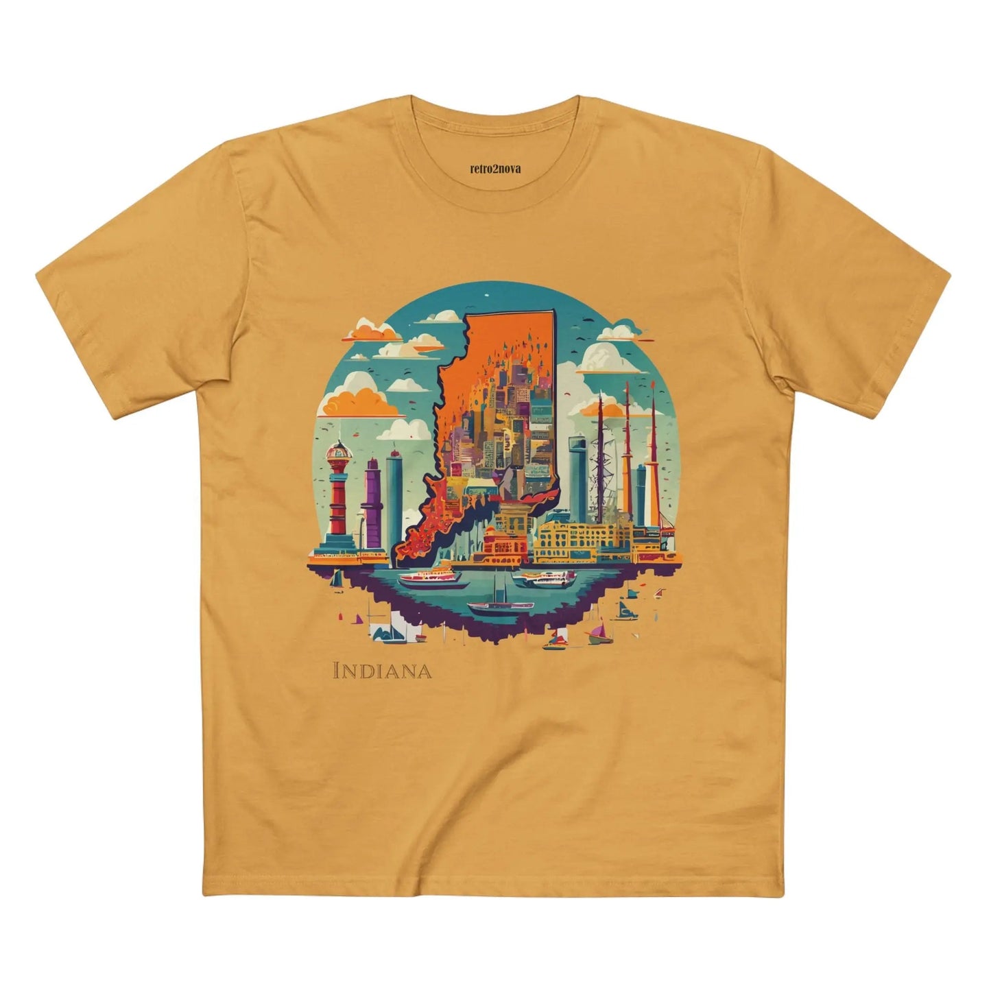 Indiana State Shirt Unisex Premium Cotton Tee With Original Retro Art Design From Retro2Nova