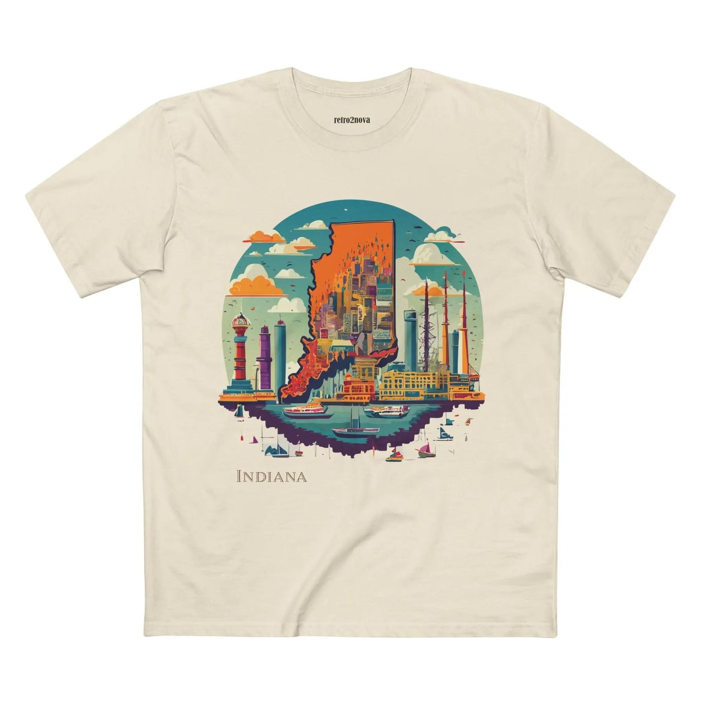 Indiana State Shirt Unisex Premium Cotton Tee With Original Retro Art Design From Retro2Nova
