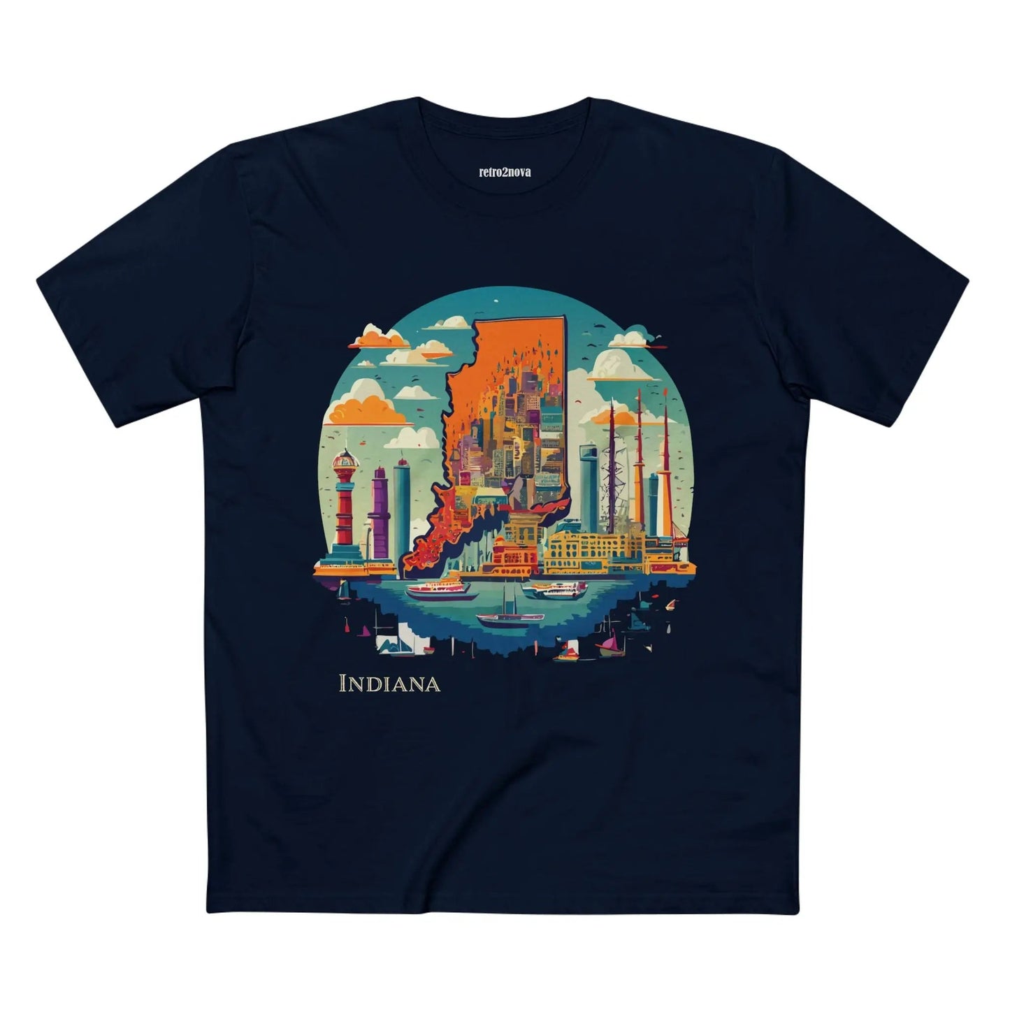 Indiana State Shirt Unisex Premium Cotton Tee With Original Retro Art Design From Retro2Nova