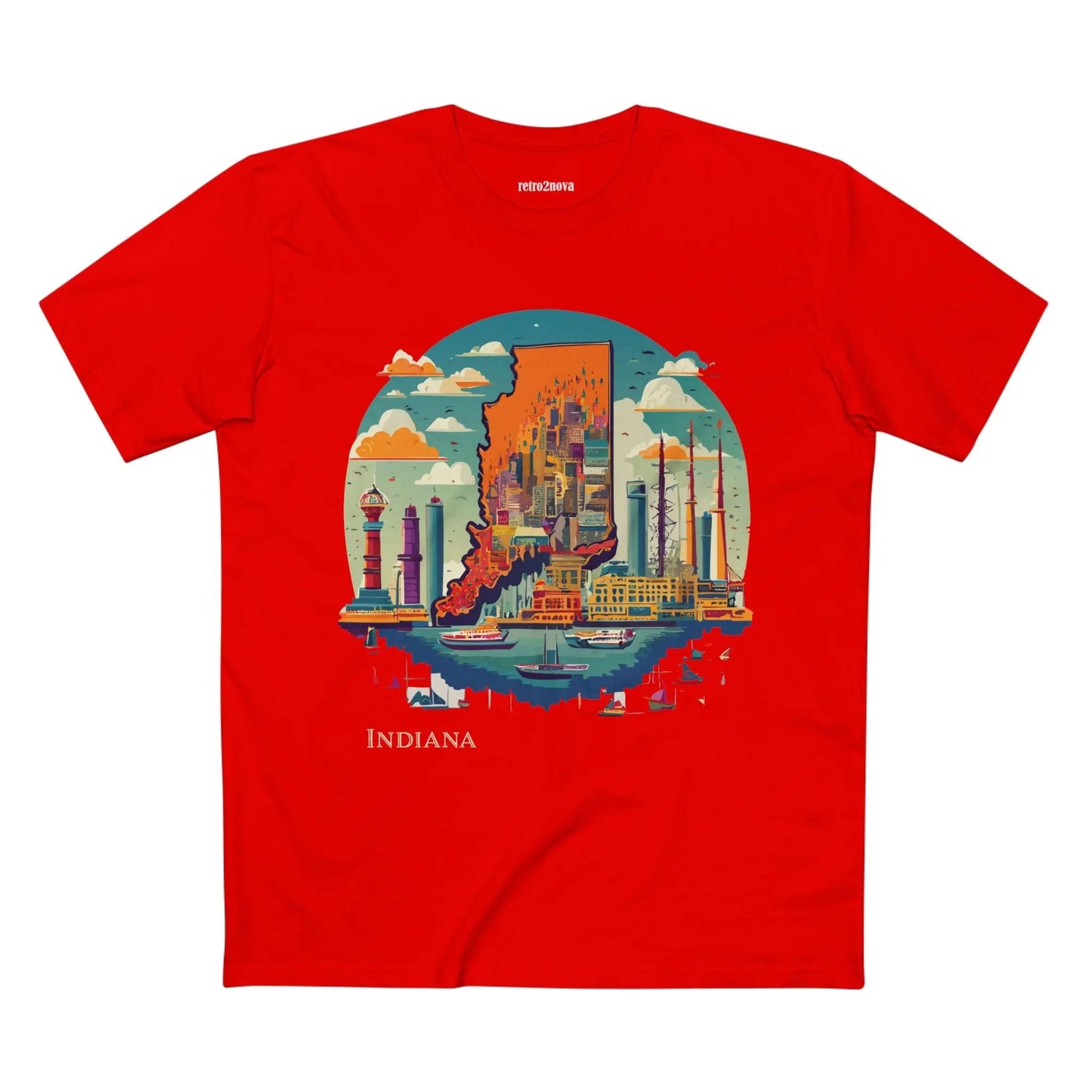 Indiana State Shirt Unisex Premium Cotton Tee With Original Retro Art Design From Retro2Nova