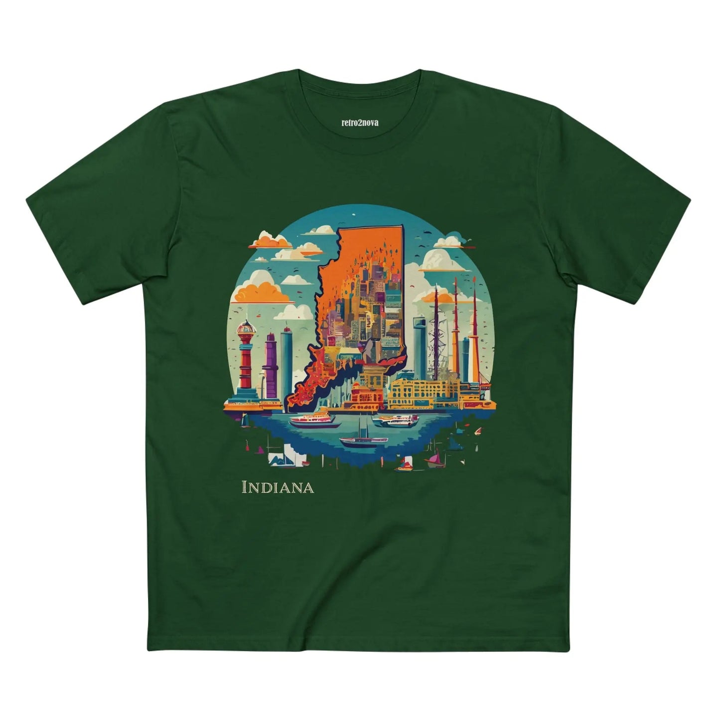 Indiana State Shirt Unisex Premium Cotton Tee With Original Retro Art Design From Retro2Nova