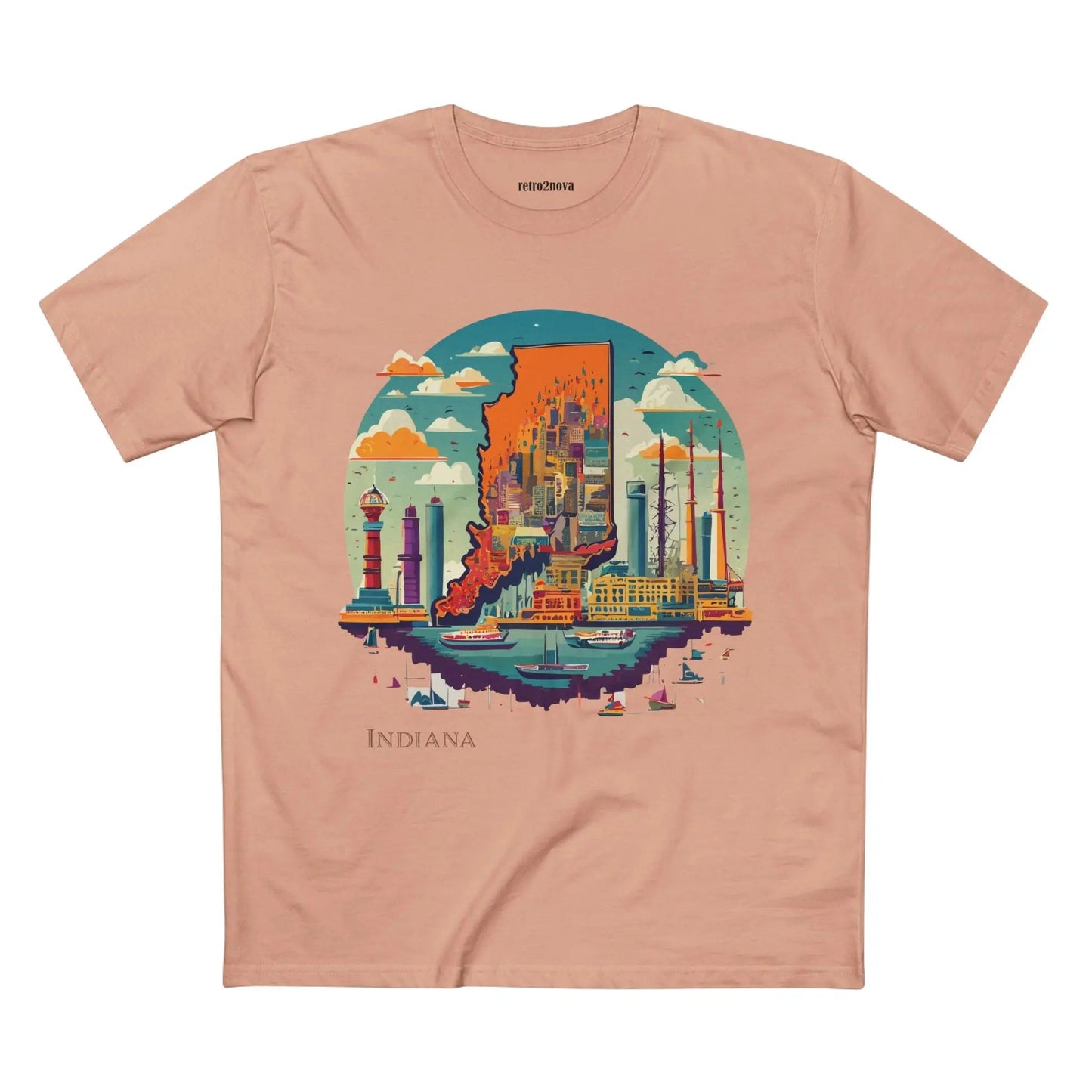 Indiana State Shirt Unisex Premium Cotton Tee With Original Retro Art Design From Retro2Nova