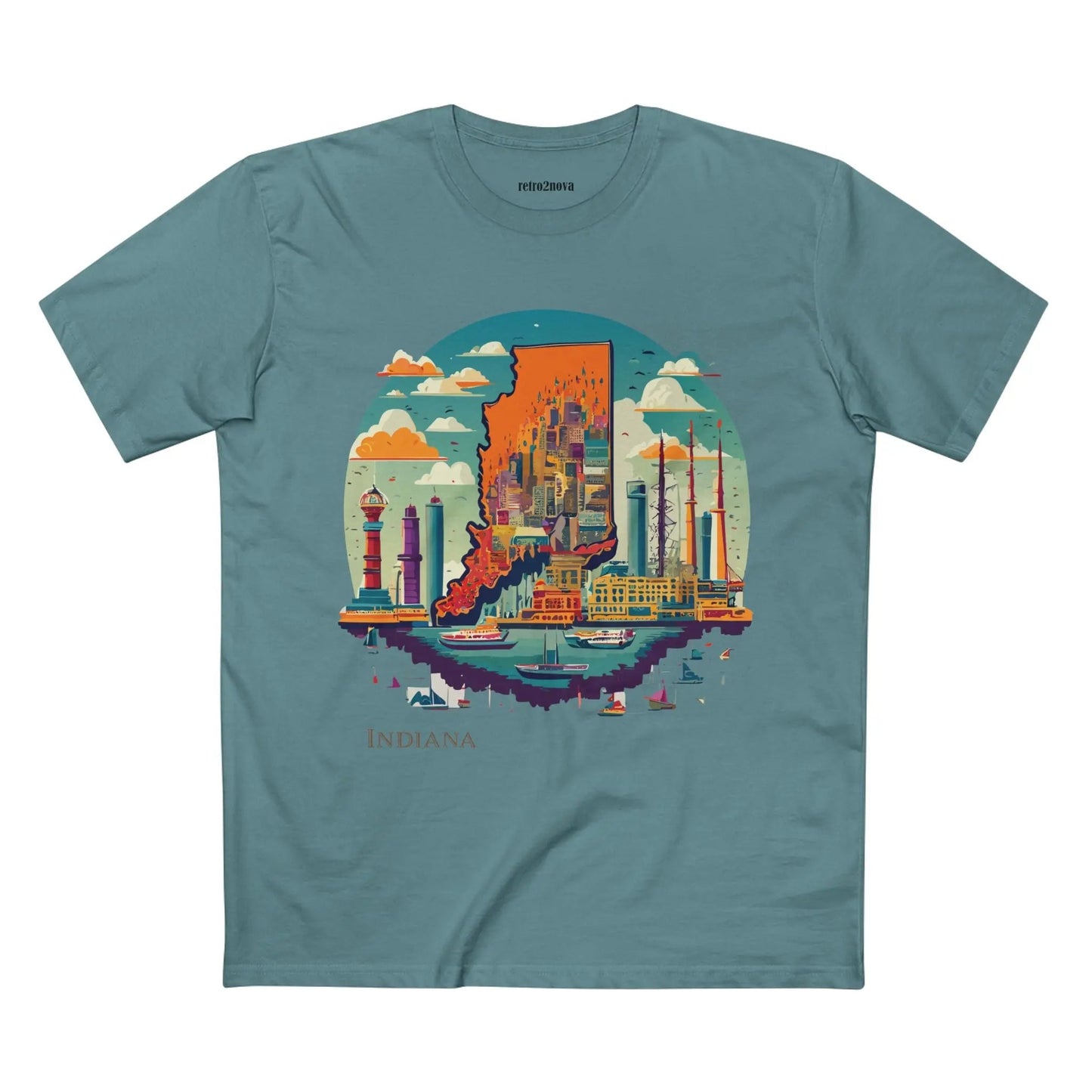 Indiana State Shirt Unisex Premium Cotton Tee With Original Retro Art Design From Retro2Nova