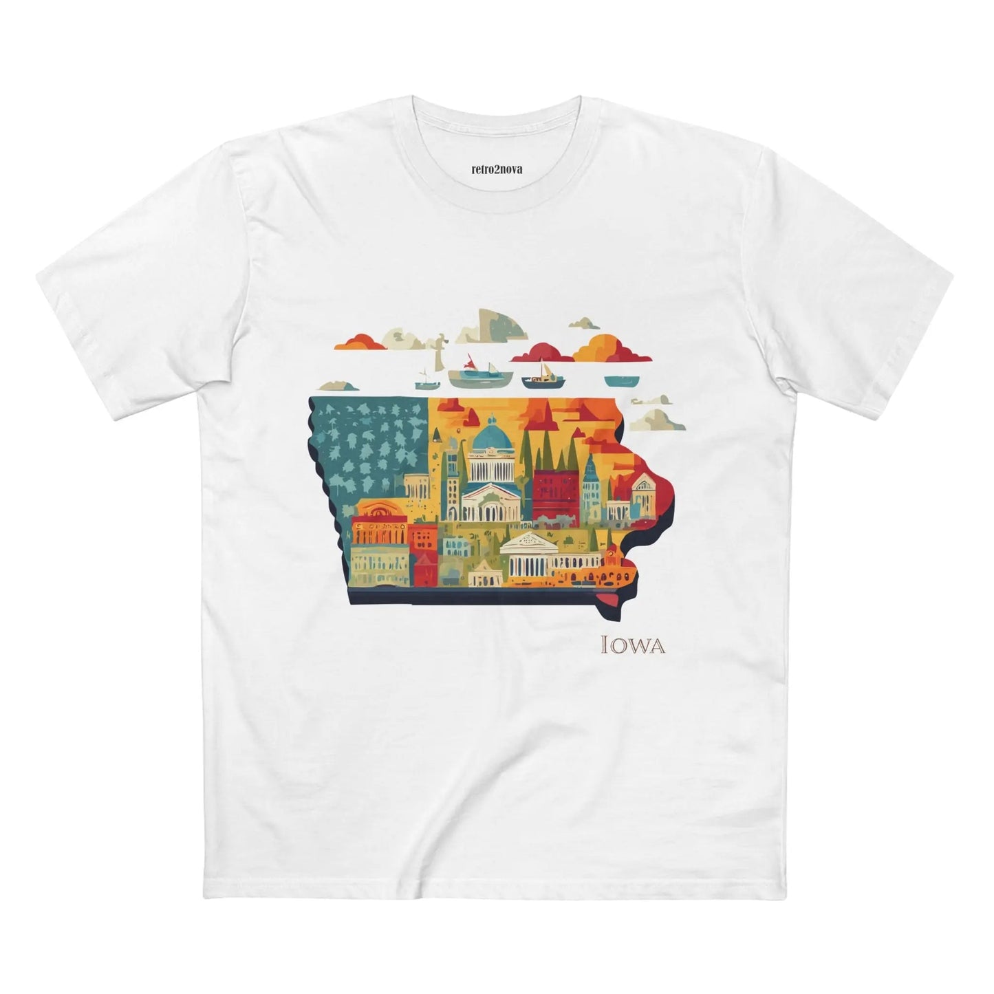 Iowa State Shirt Unisex Premium Cotton Tee With Original Art Design From Retro2Nova Art Collection