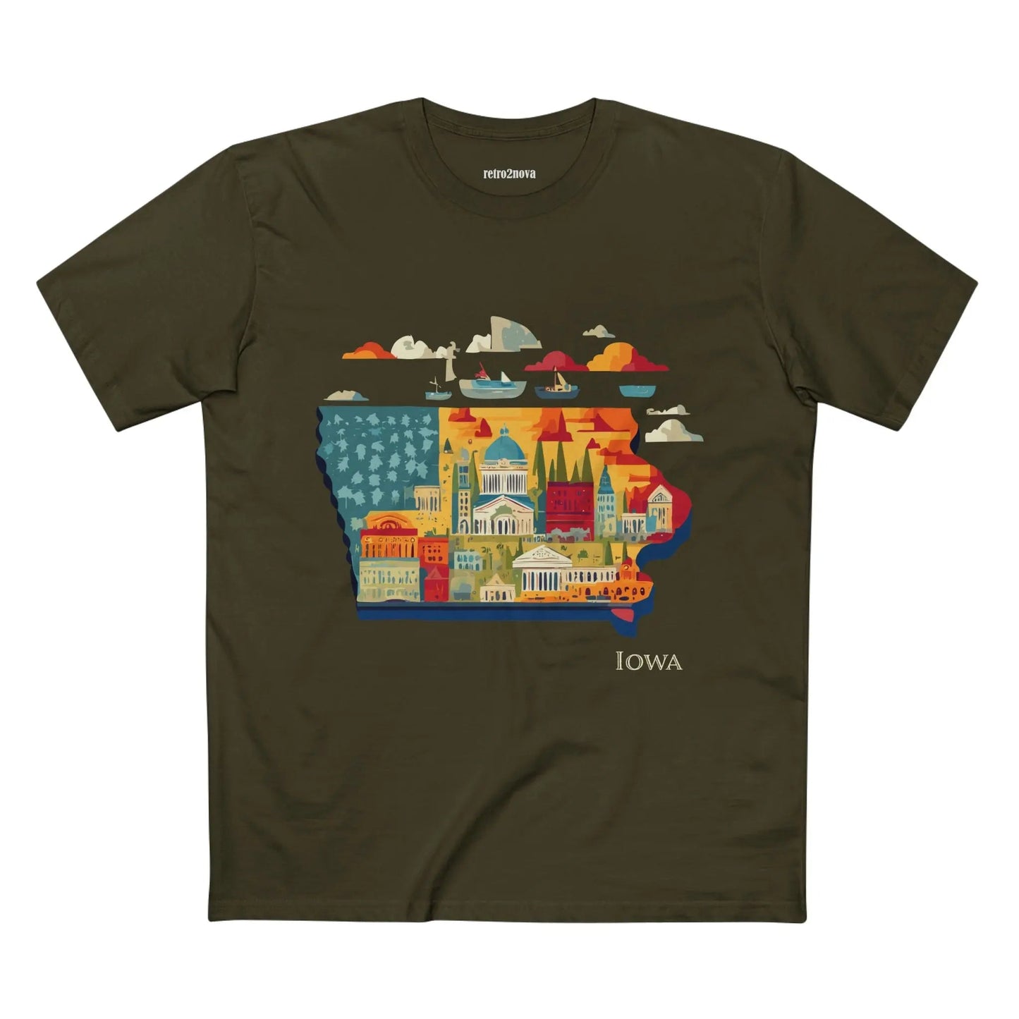 Iowa State Shirt Unisex Premium Cotton Tee With Original Art Design From Retro2Nova Art Collection