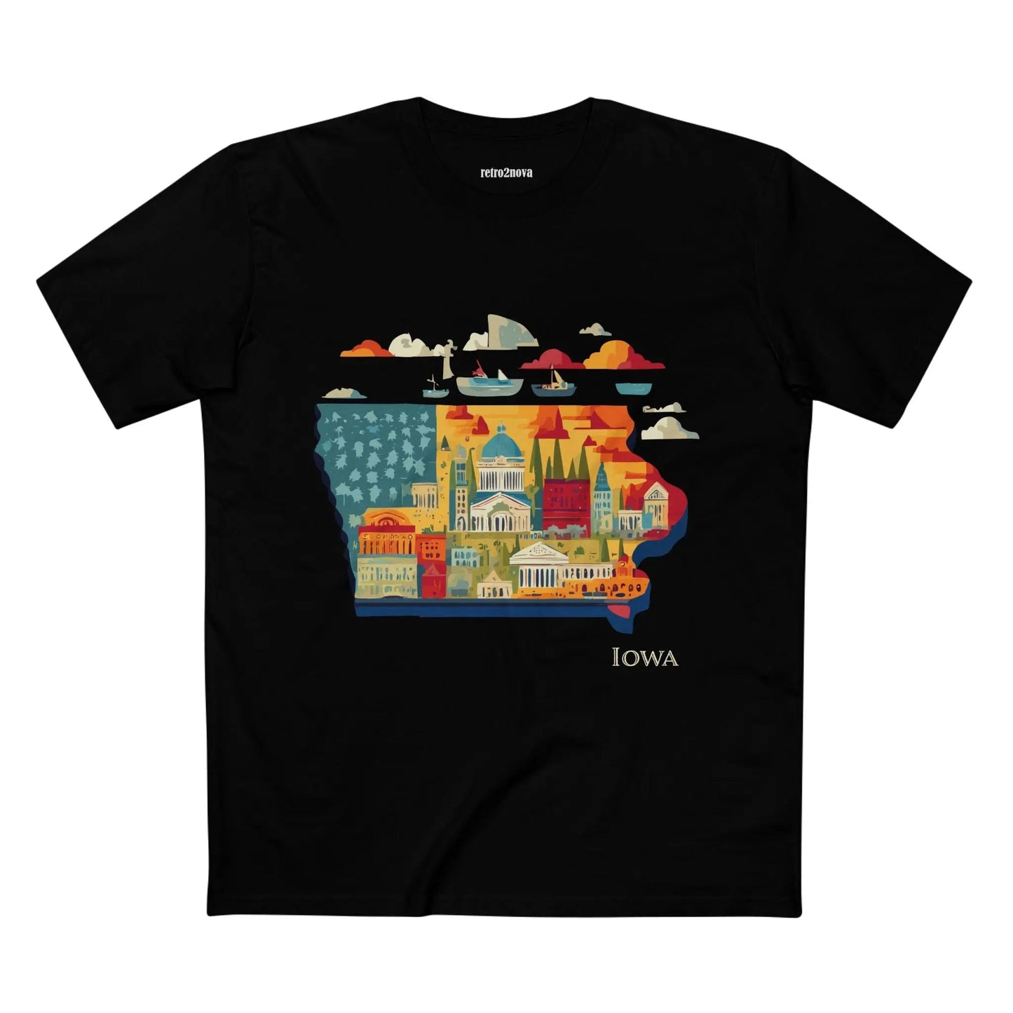 Iowa State Shirt Unisex Premium Cotton Tee With Original Art Design From Retro2Nova Art Collection