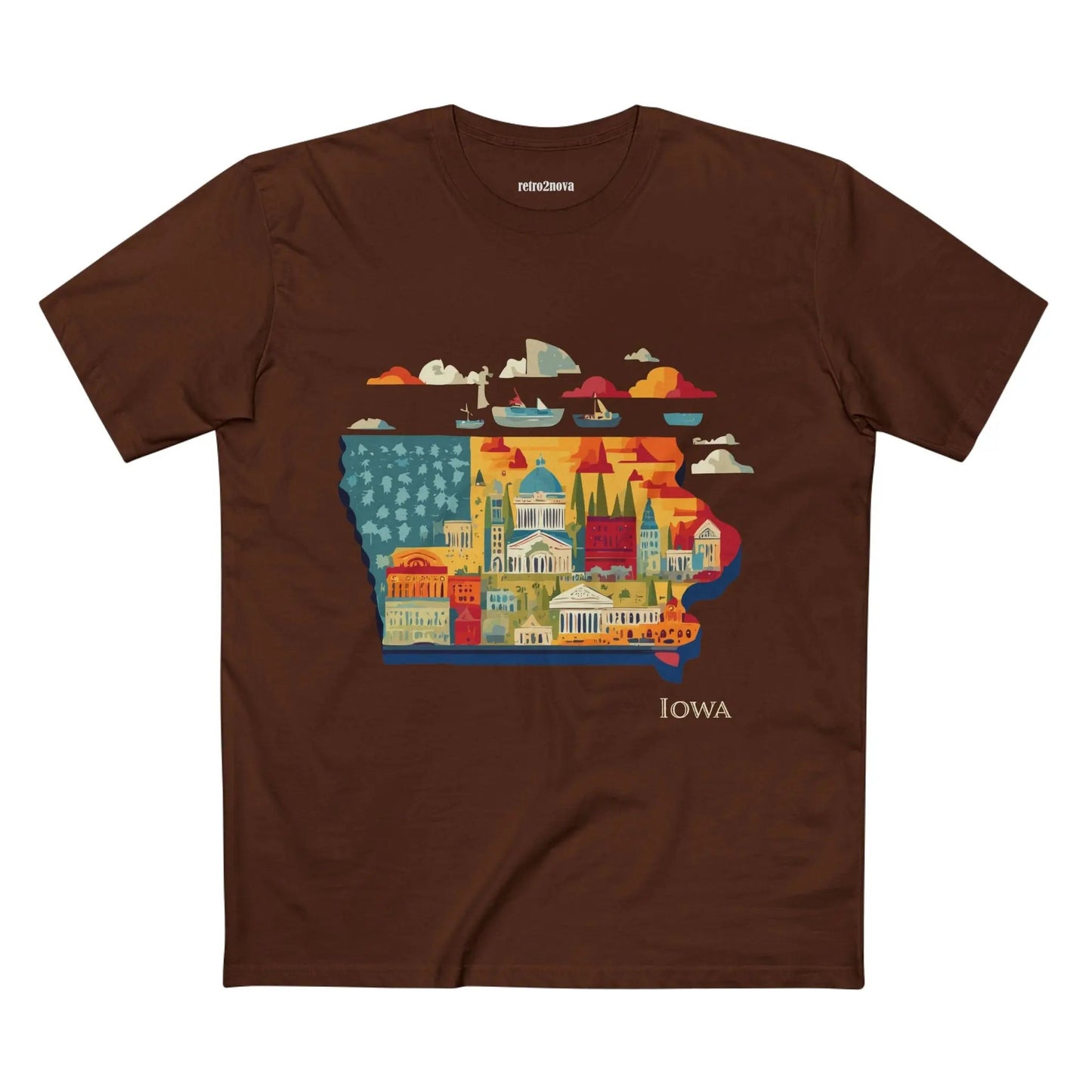 Iowa State Shirt Unisex Premium Cotton Tee With Original Art Design From Retro2Nova Art Collection